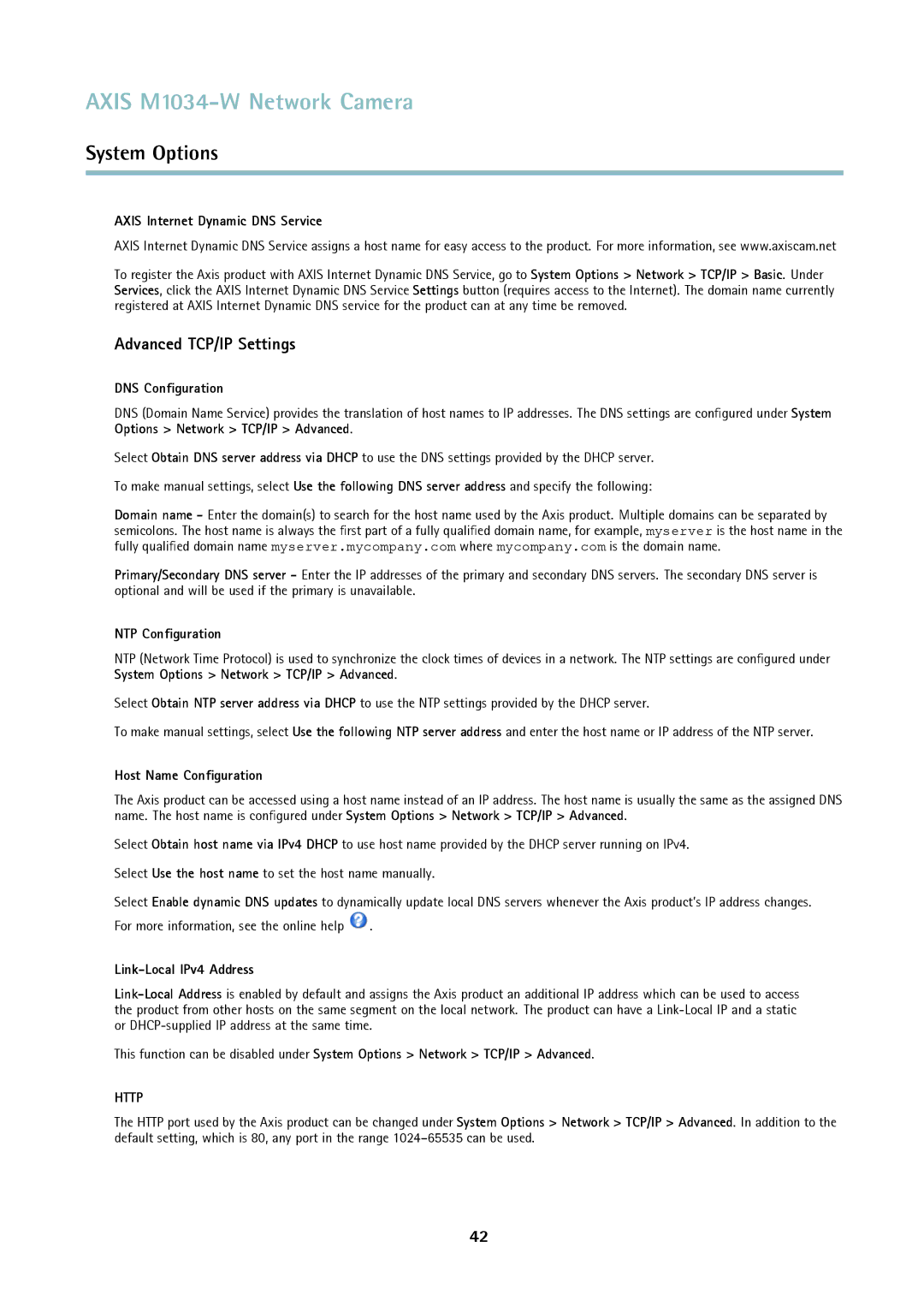 Axis Communications M1034-W user manual Advanced TCP/IP Settings 