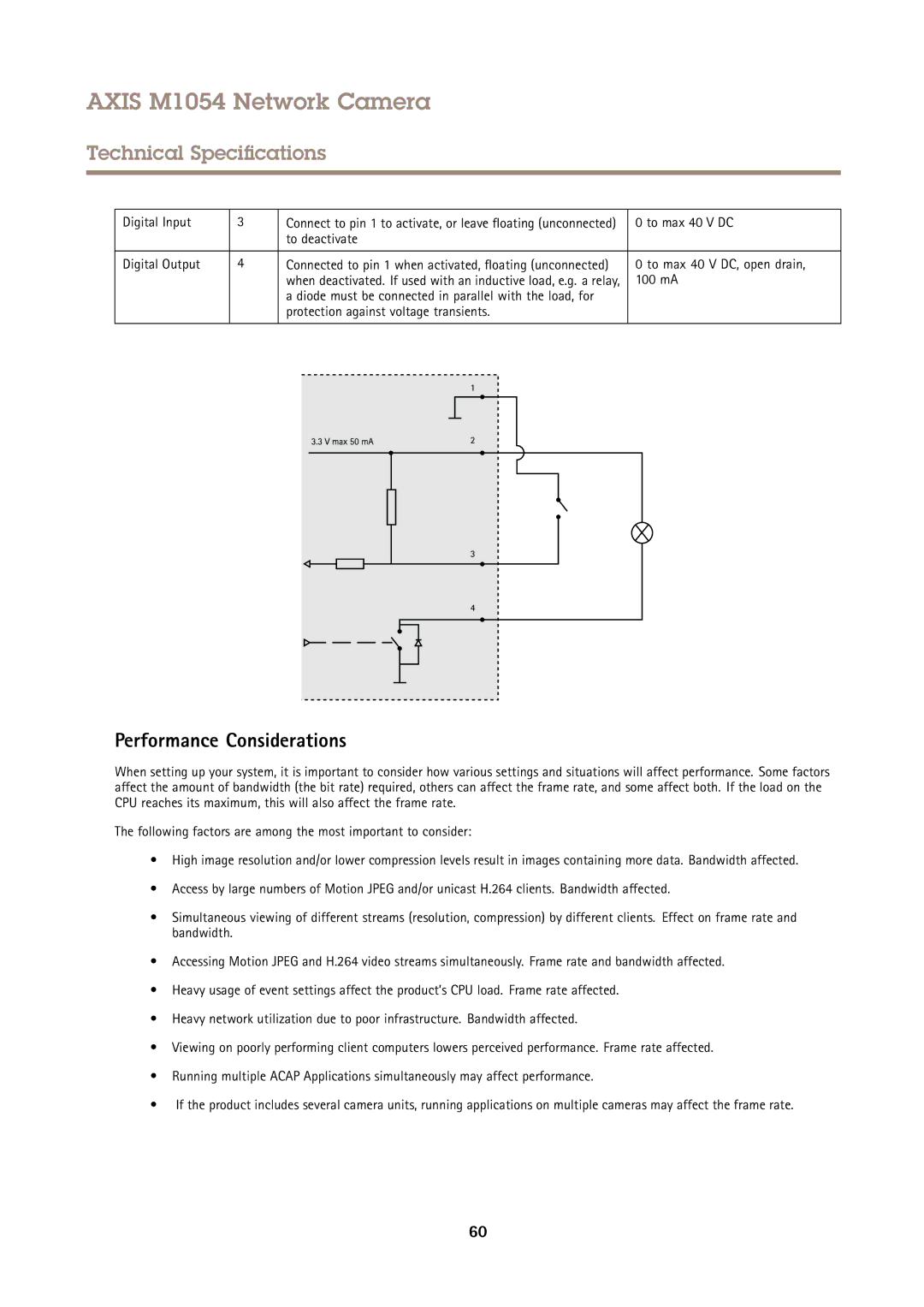 Axis Communications M1054 user manual Performance Considerations 