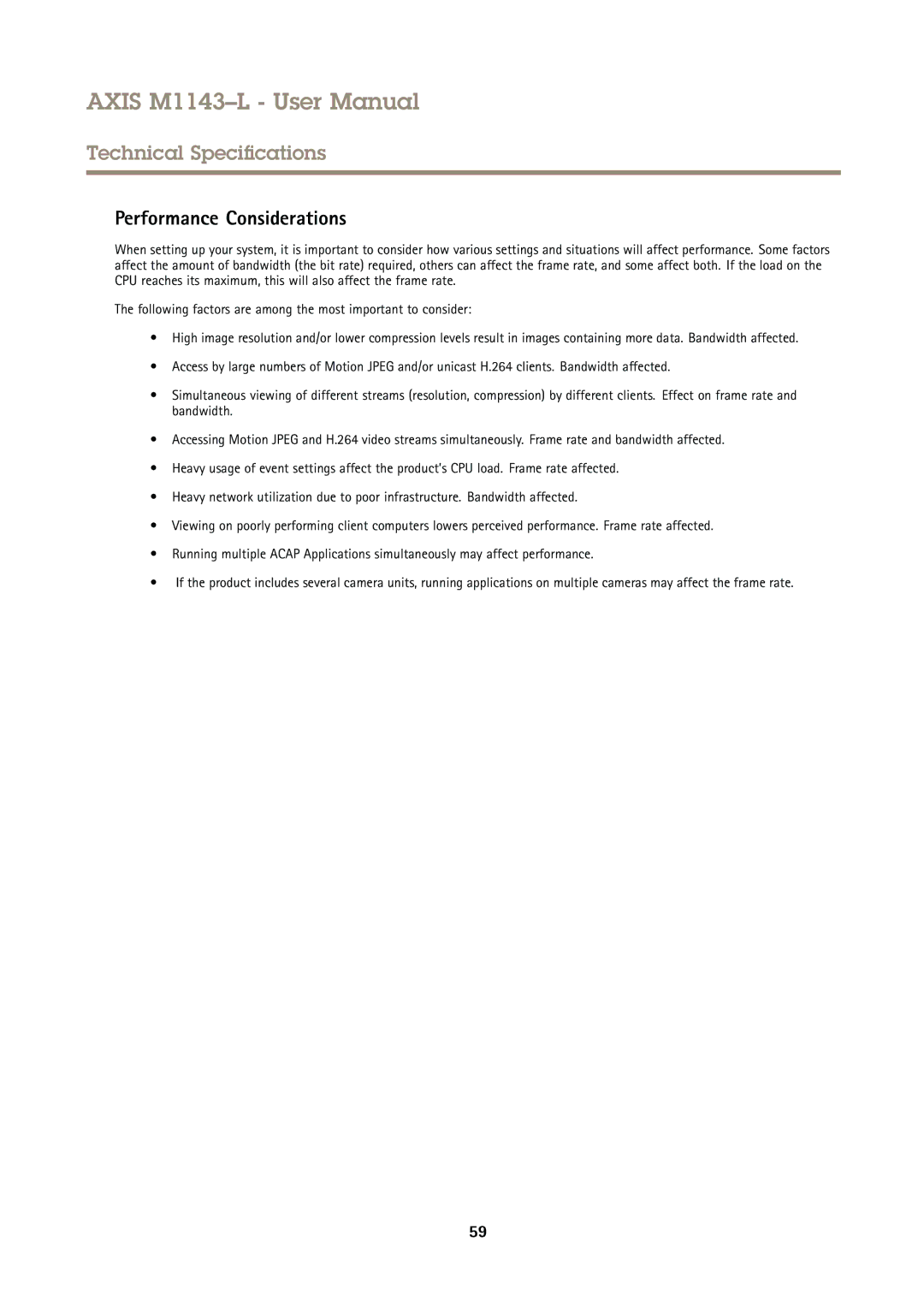 Axis Communications M1143-L user manual Performance Considerations 