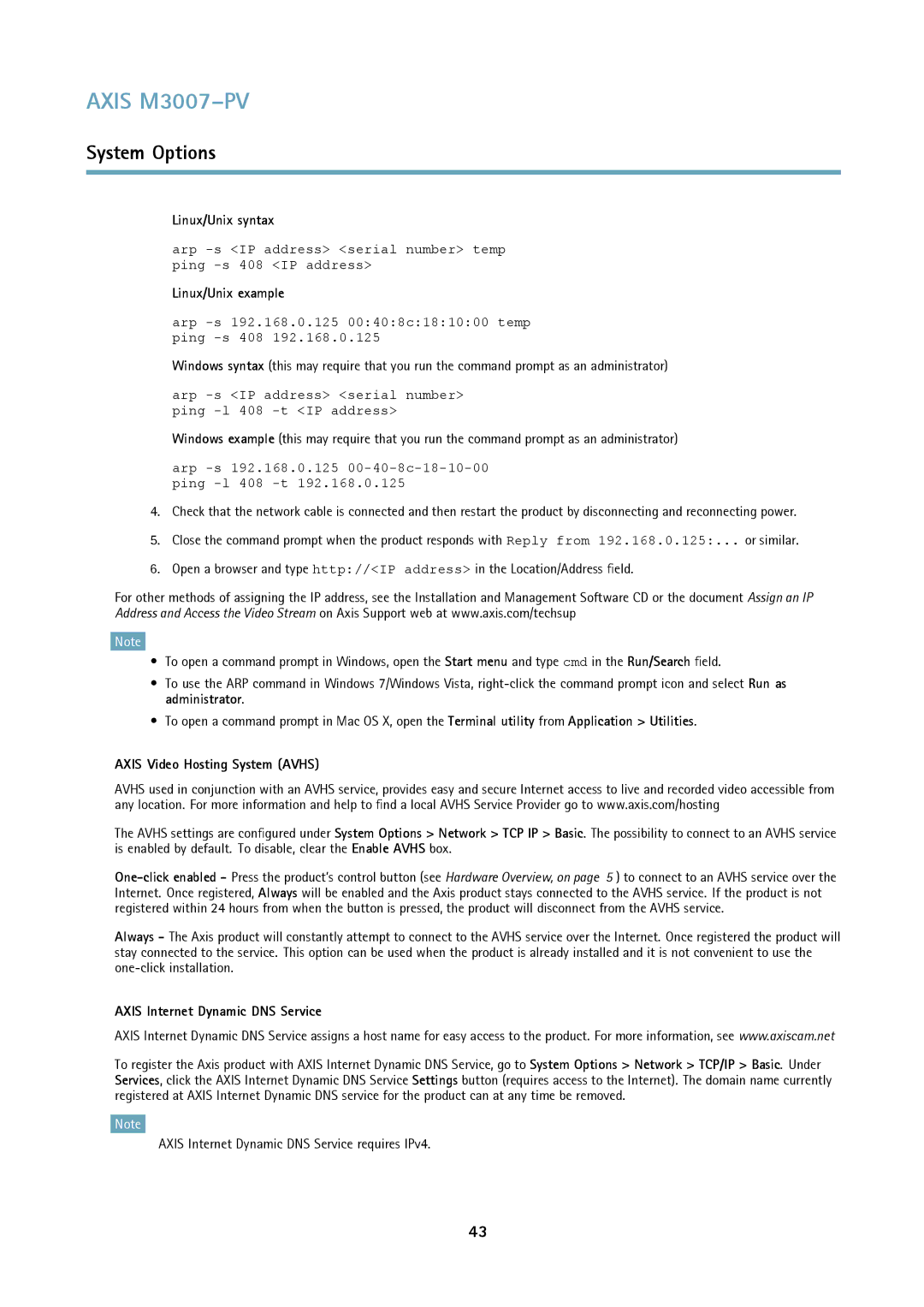 Axis Communications M3007-PV user manual Linux/Unix syntax, Linux/Unix example, Axis Video Hosting System Avhs 