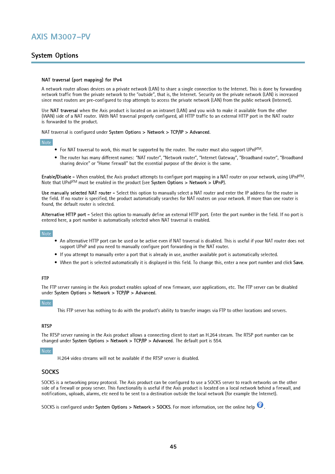 Axis Communications M3007-PV user manual NAT traversal port mapping for IPv4, Ftp 