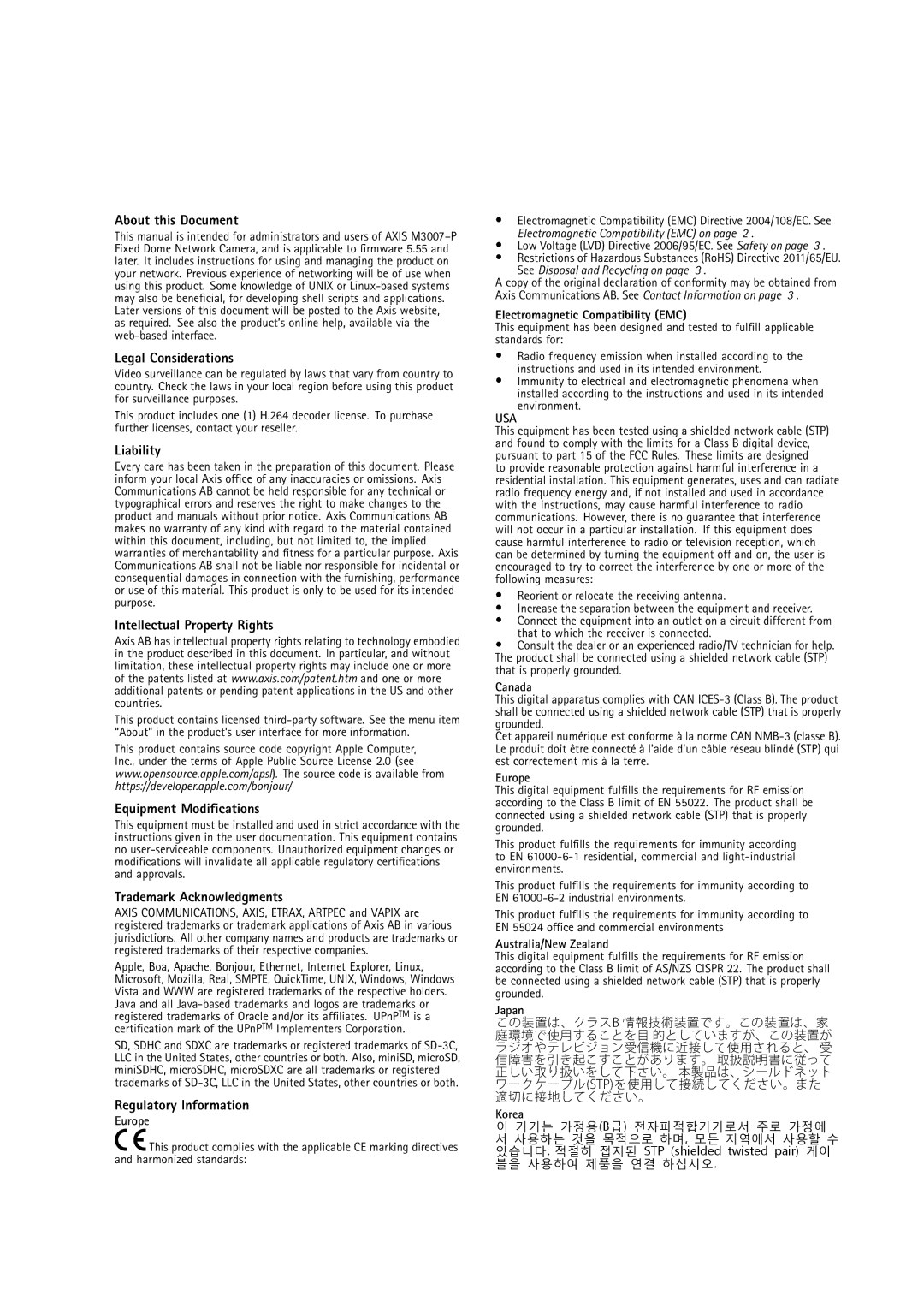 Axis Communications M3007P user manual About this Document, Legal Considerations, Liability, Intellectual Property Rights 