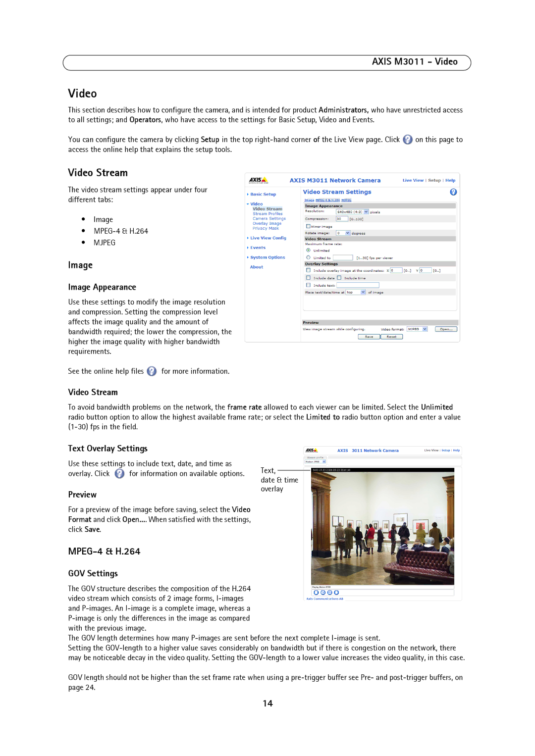 Axis Communications user manual Video Stream, Axis M3011 Video, Image, MPEG-4 & H.264 