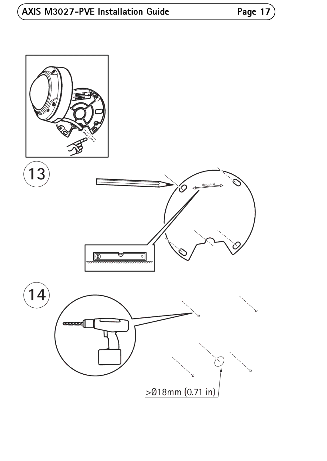Axis Communications M3027-PVE manual Ø18mm 0.71 