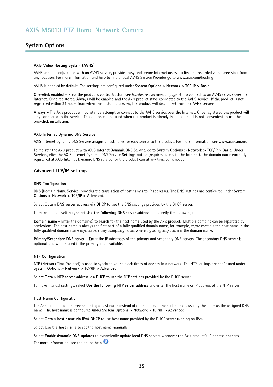 Axis Communications M5013 user manual Advanced TCP/IP Settings 