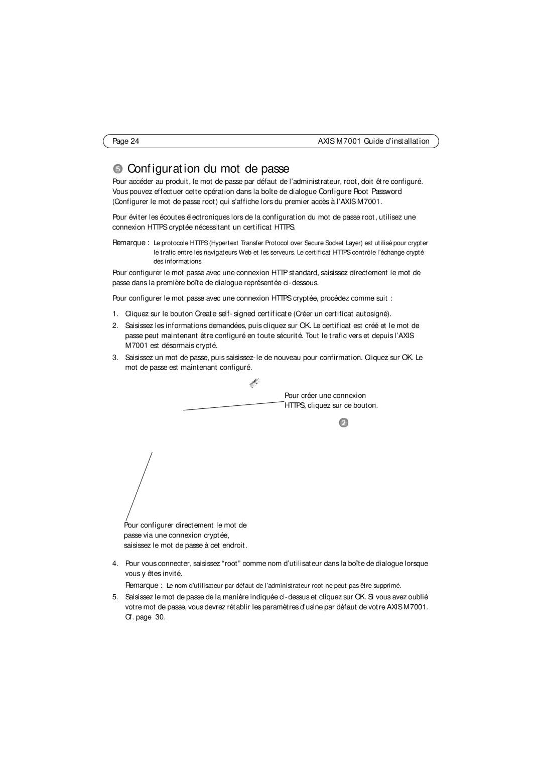 Axis Communications M7001 manual Configuration du mot de passe 