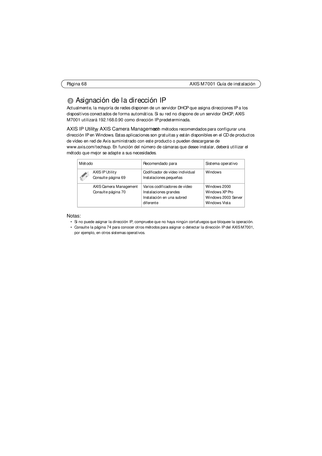 Axis Communications M7001 manual Asignación de la dirección IP, Método Recomendado para 