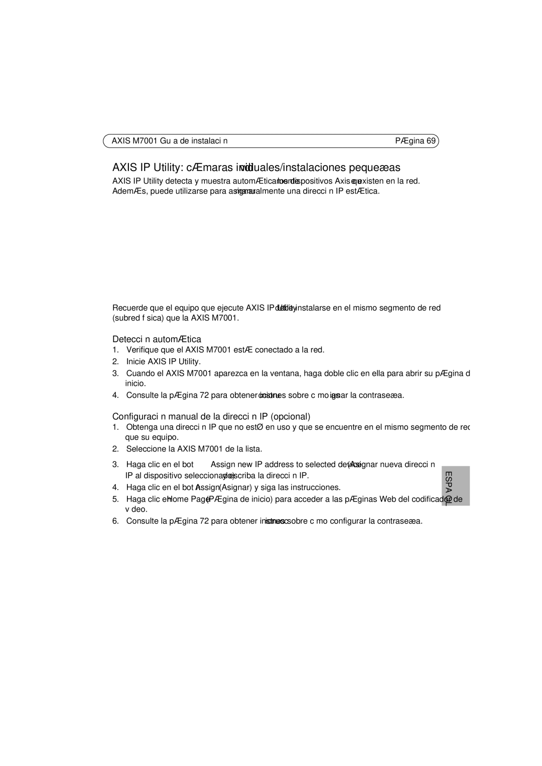 Axis Communications M7001 manual Axis IP Utility cámaras individuales/instalaciones pequeñas, Detección automática 