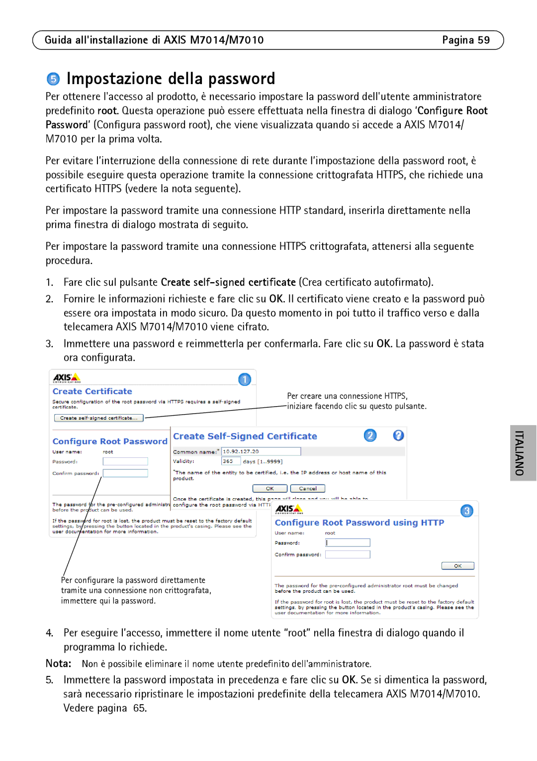 Axis Communications M7010 manual Impostazione della password 