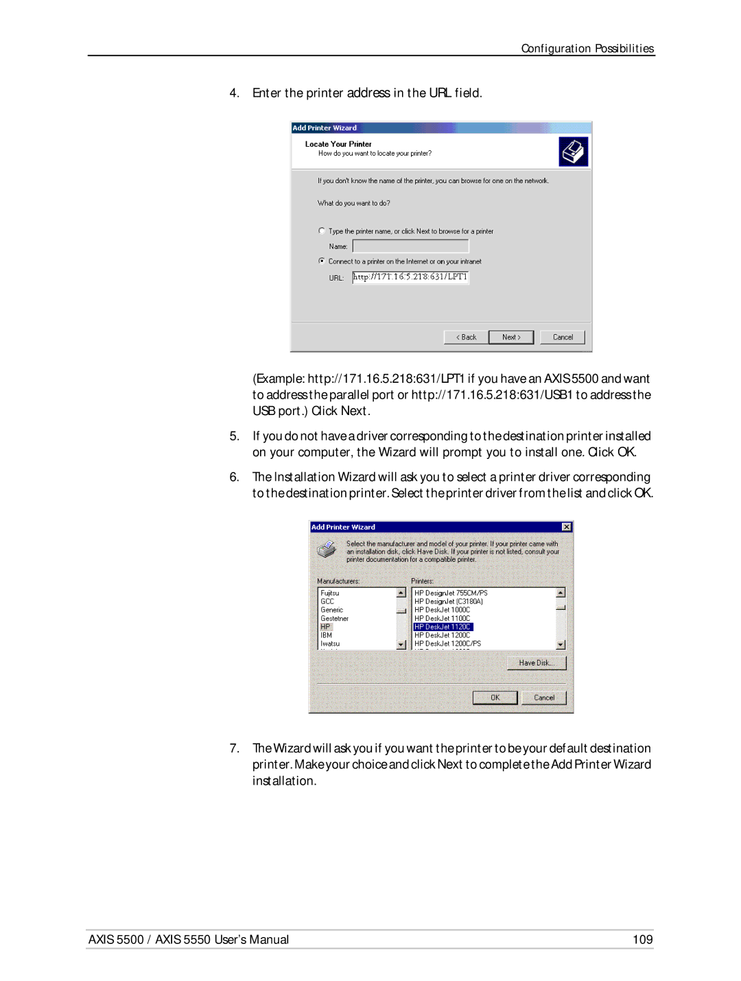 Axis Communications AXIS 5500, Network Print Servers, AXIS 5550 manual Configuration Possibilities 