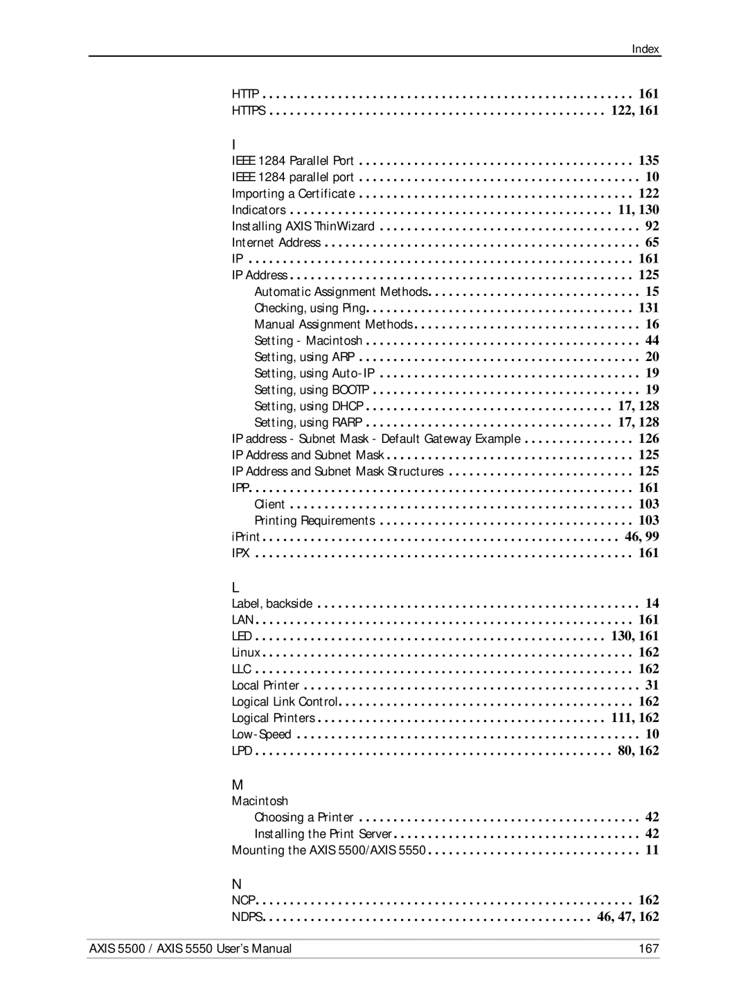 Axis Communications AXIS 5550, Network Print Servers, AXIS 5500 manual Http Https, Axis 5500 / Axis 5550 User’s Manual 167 