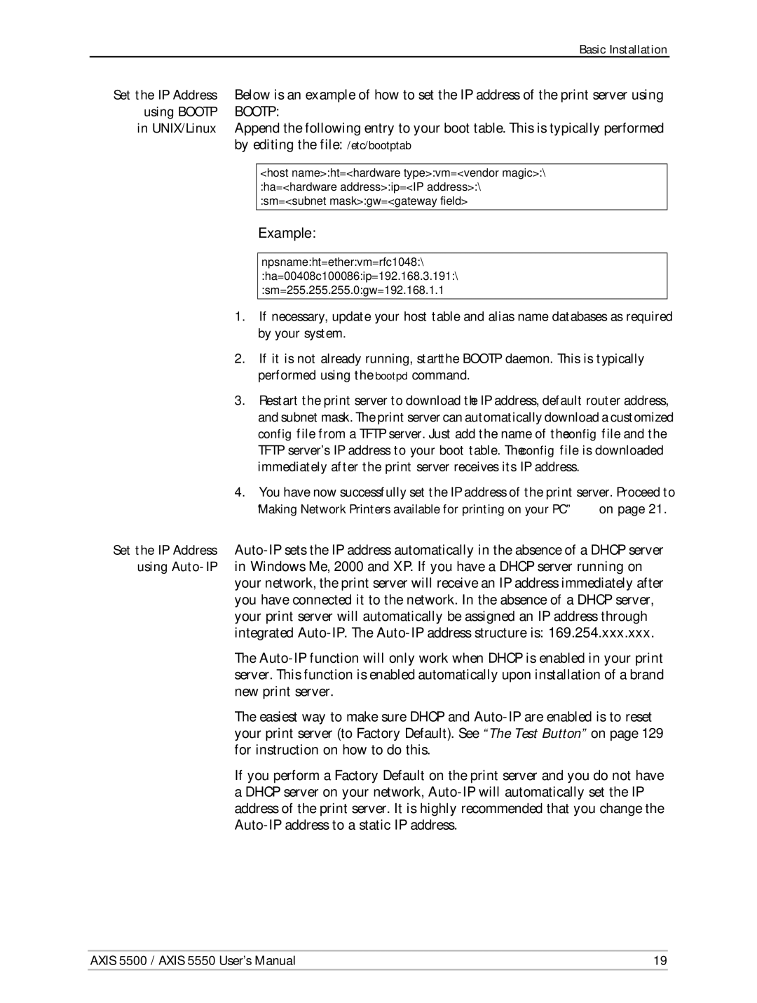 Axis Communications AXIS 5500, Network Print Servers, AXIS 5550 manual Example 