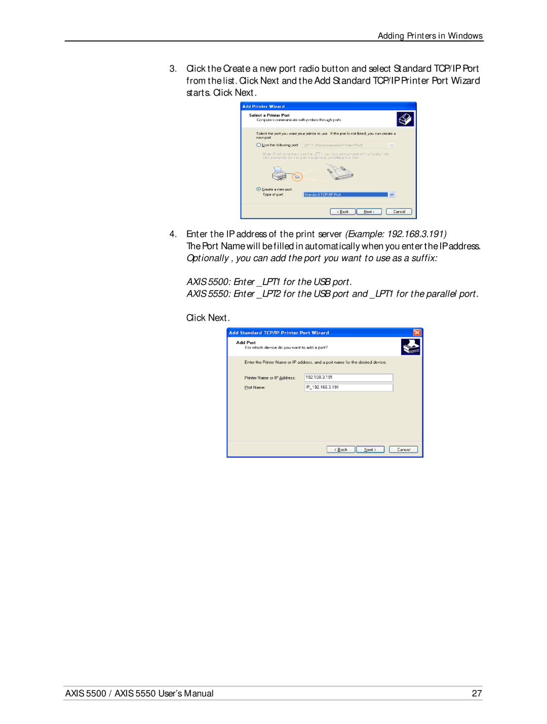 Axis Communications Network Print Servers, AXIS 5500, AXIS 5550 manual Axis 5500 / Axis 5550 User’s Manual 