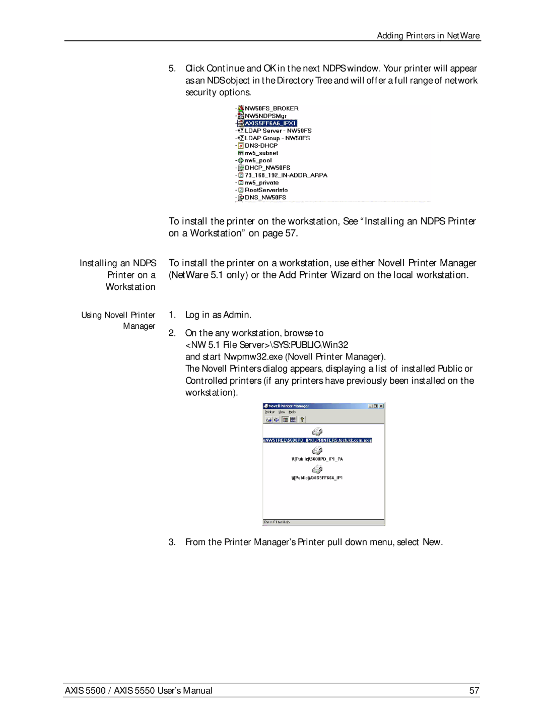 Axis Communications Network Print Servers, AXIS 5500, AXIS 5550 manual Workstation, On the any workstation, browse to 