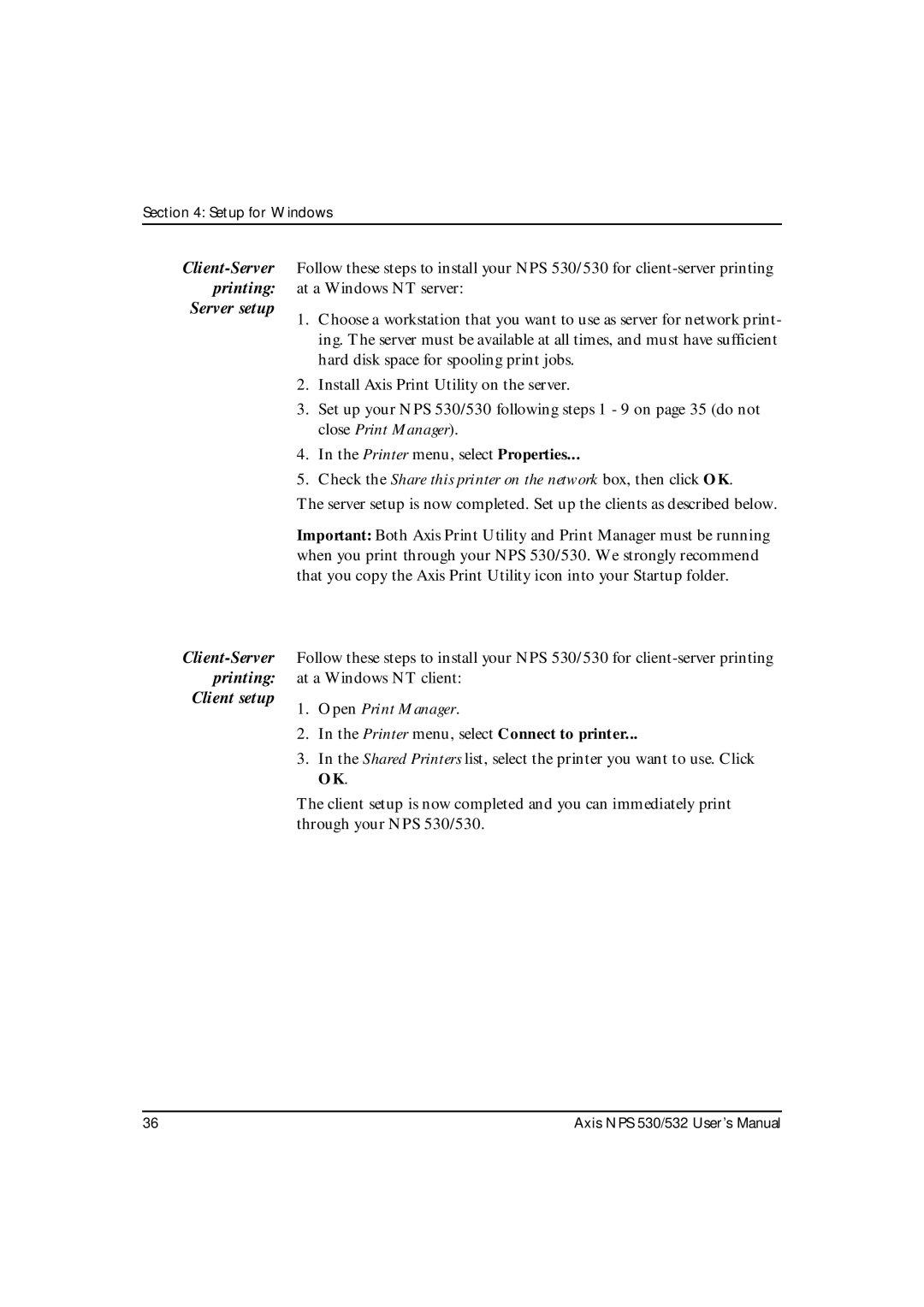 Axis Communications NPS 532, NPS 530 user manual Open Print Manager 