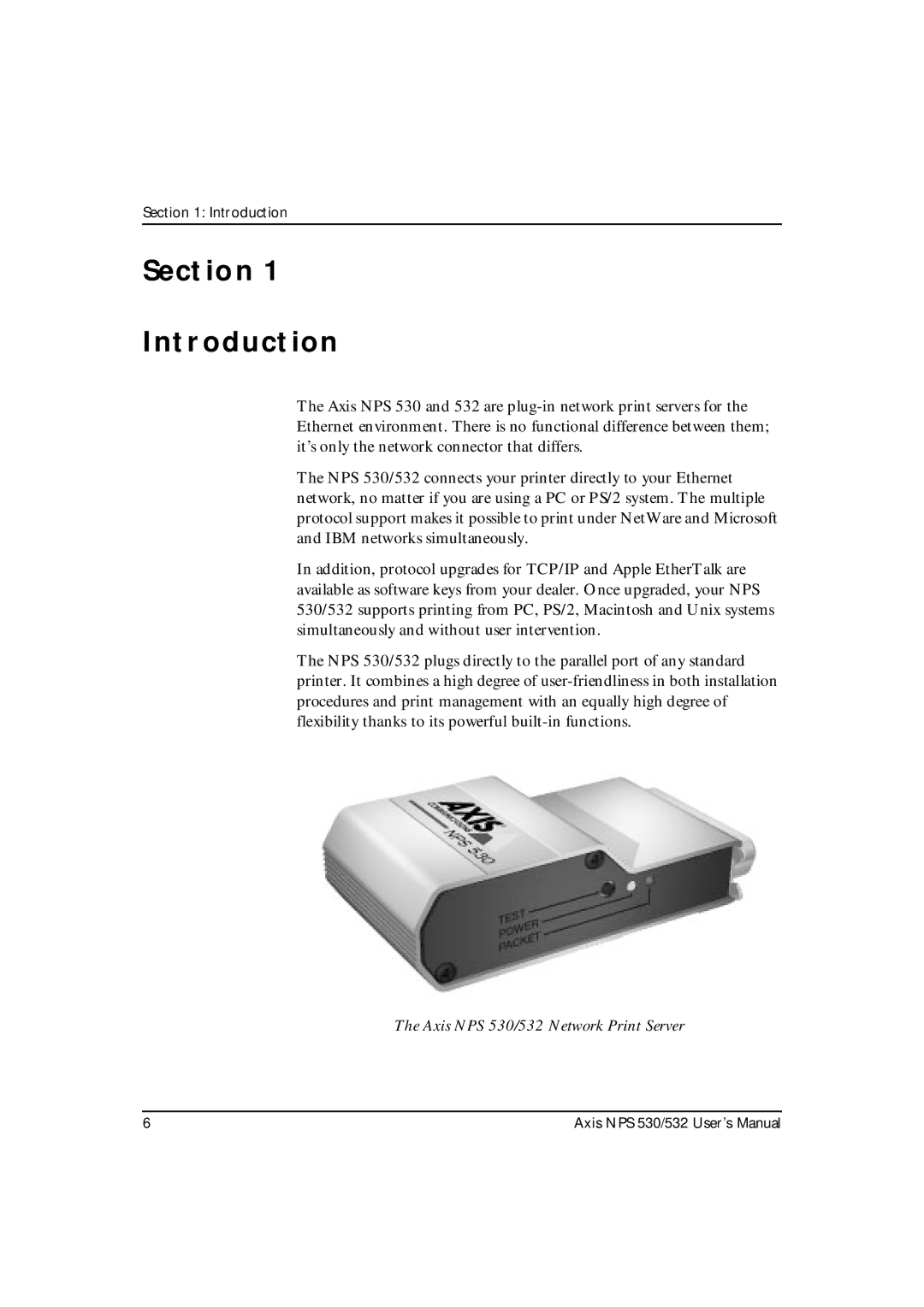 Axis Communications NPS 532, NPS 530 user manual Section Introduction 