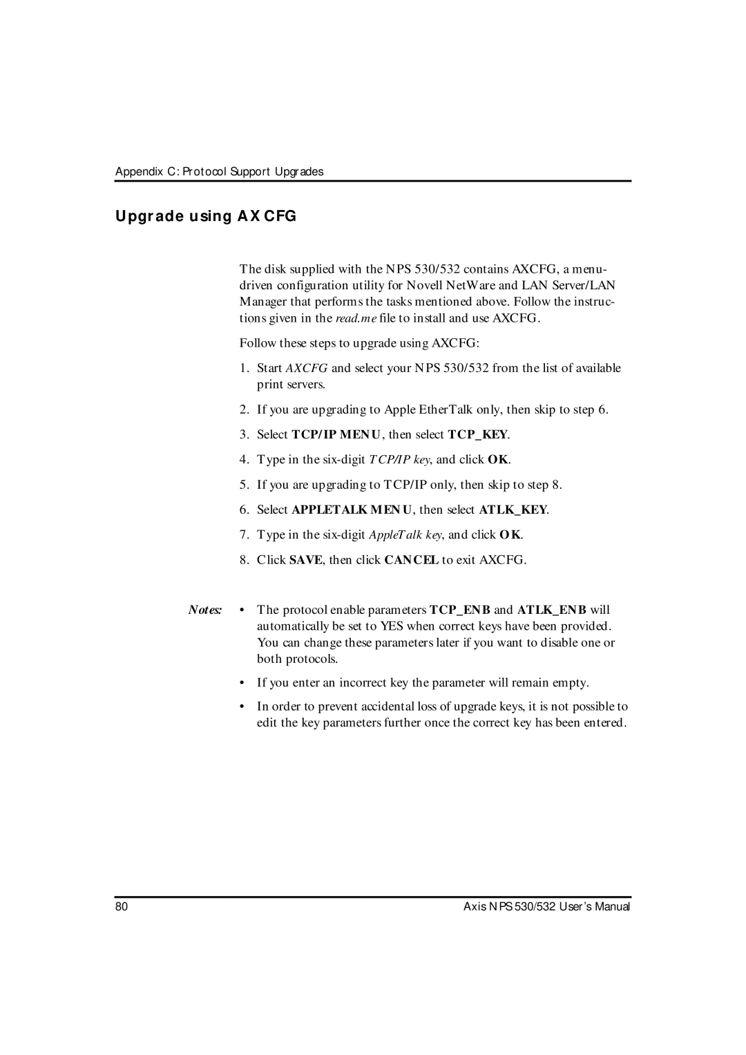 Axis Communications NPS 532, NPS 530 user manual Upgrade using Axcfg 