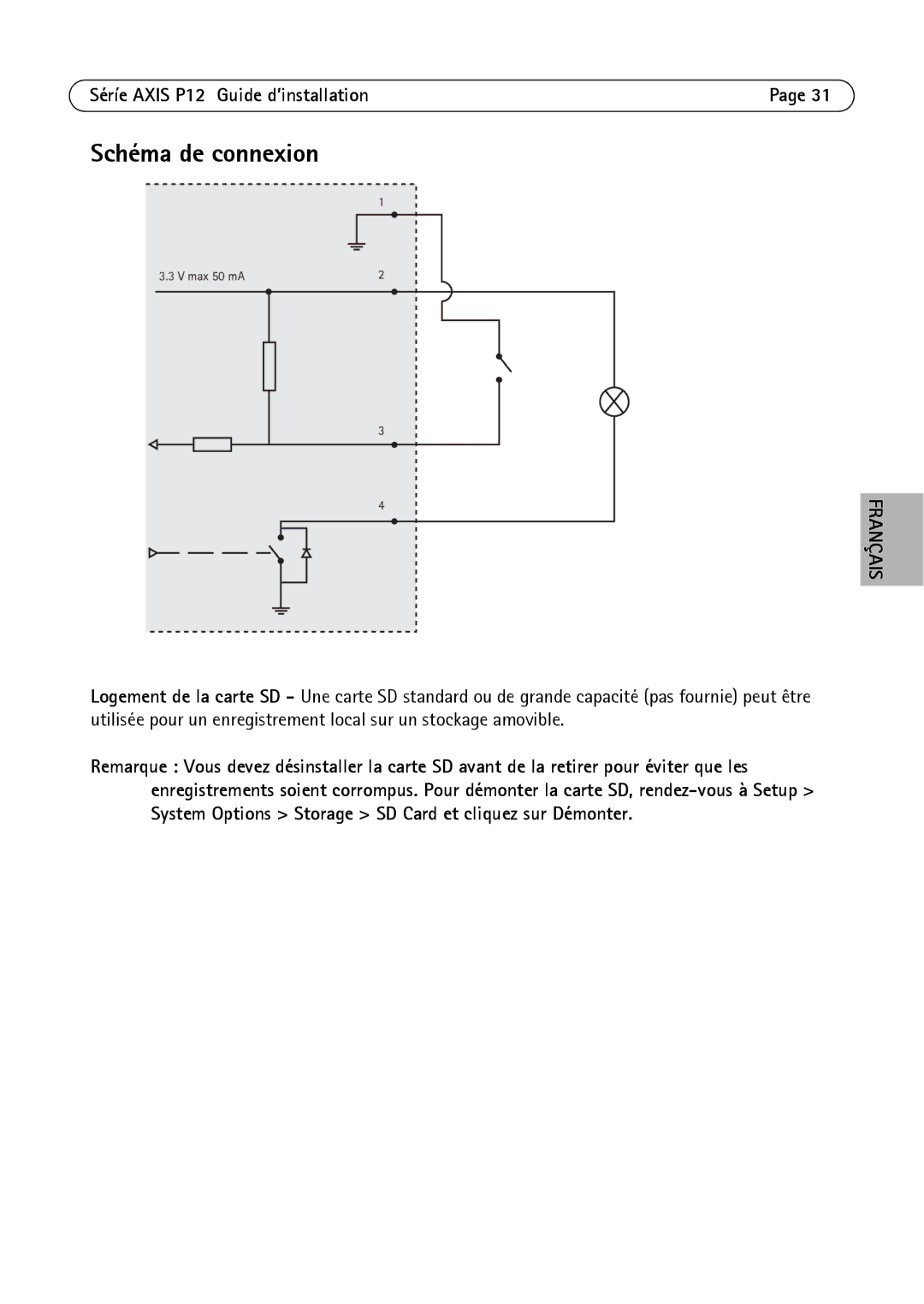 Axis Communications P1204, P1214-E, P1224-E manual Schéma de connexion 