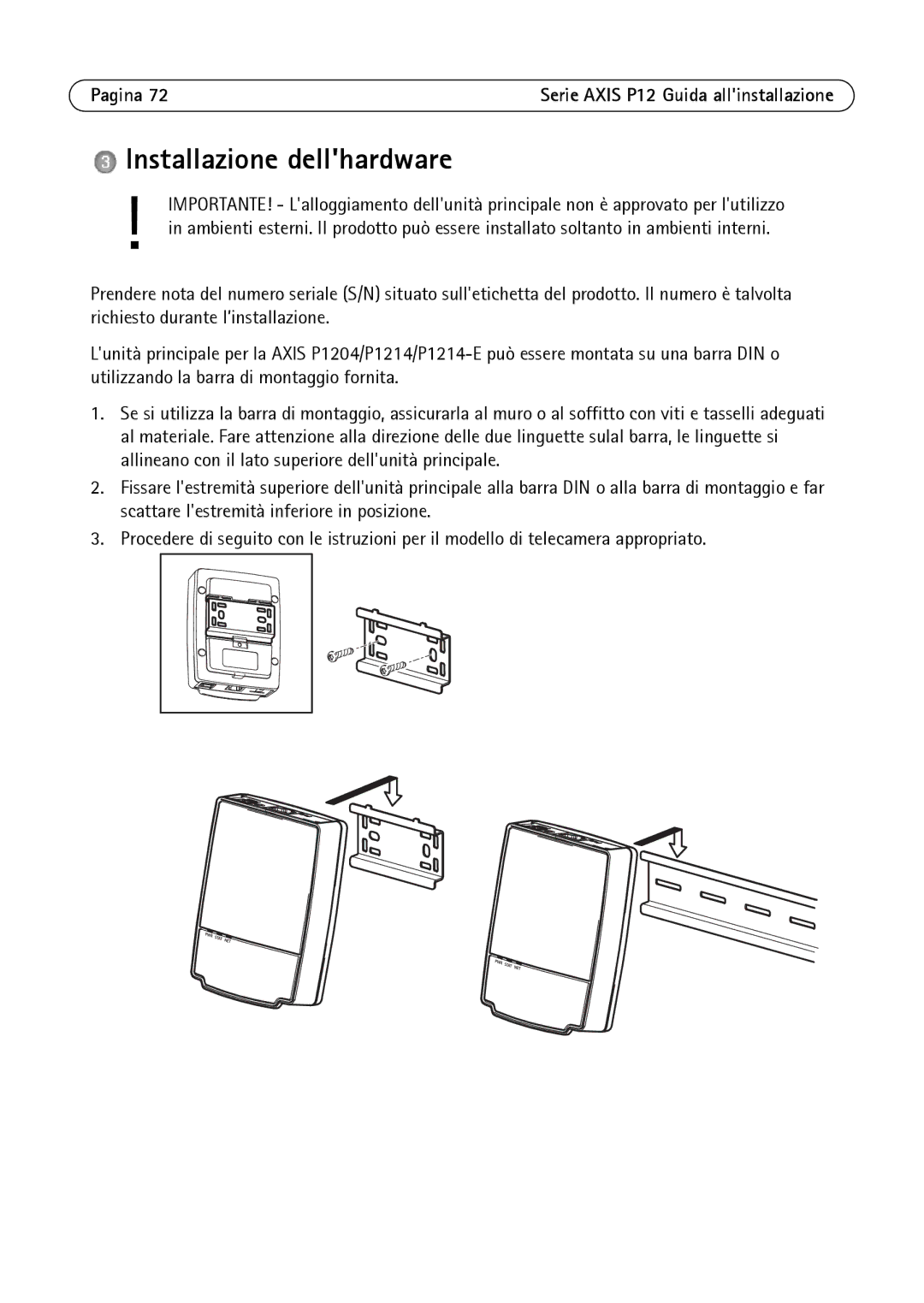 Axis Communications P1214-E, P1224-E, P1204 manual Installazione dellhardware 