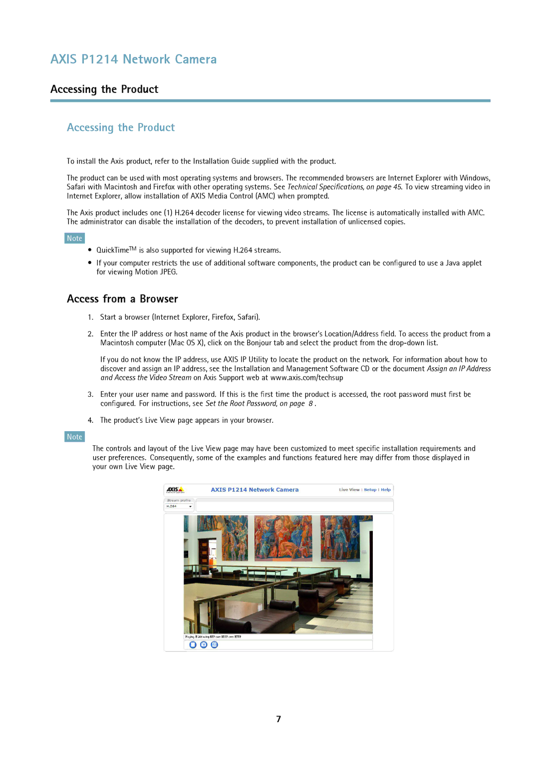 Axis Communications P1214-E user manual Accessing the Product, Access from a Browser 