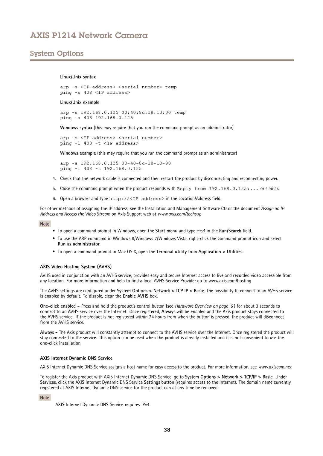 Axis Communications P1214 user manual Linux/Unix syntax, Linux/Unix example, Axis Video Hosting System Avhs 