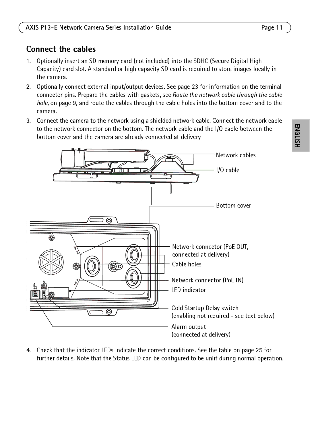 Axis Communications P13-E, P1343-E, P1347-E manual Connect the cables, Network cables 