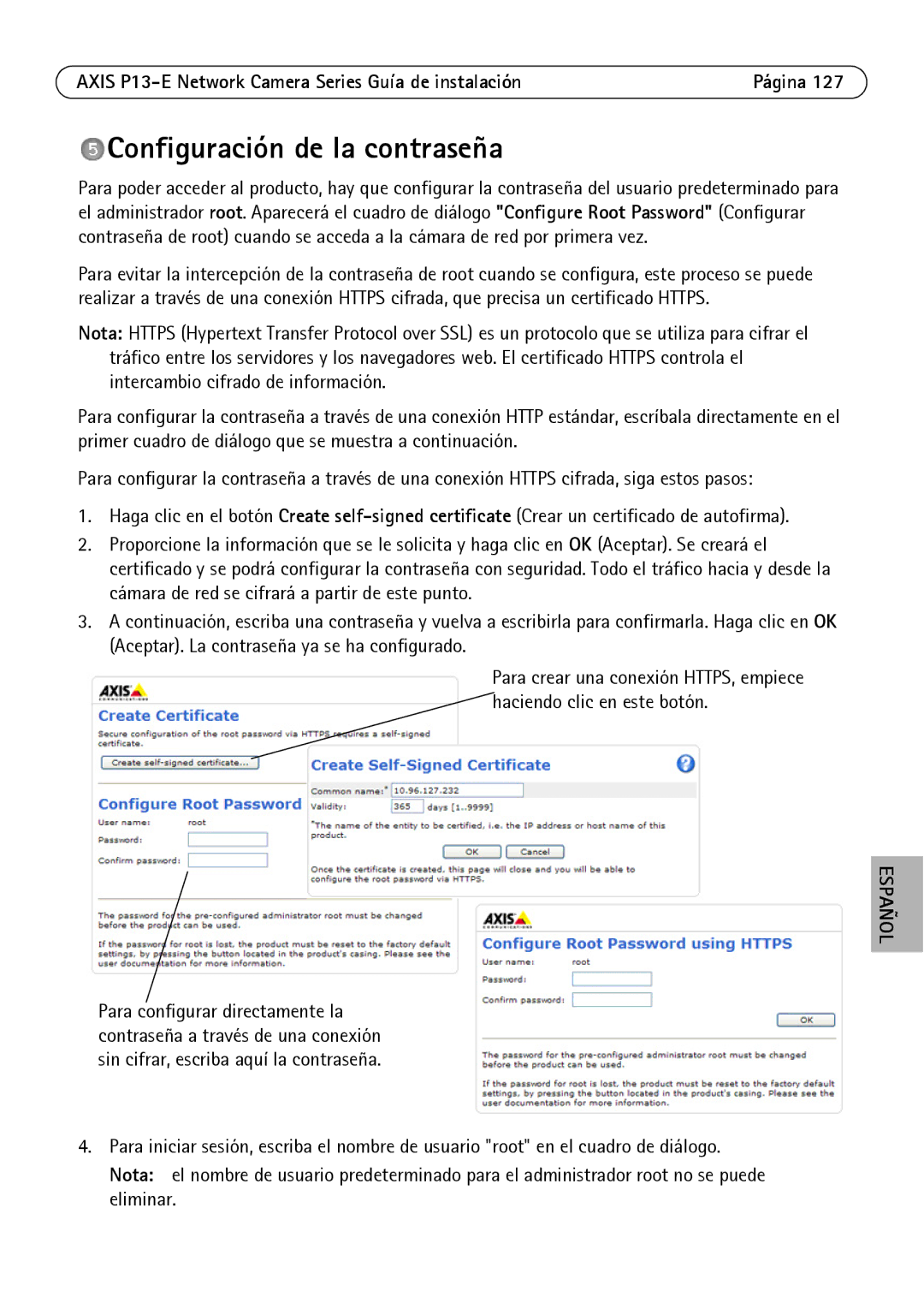 Axis Communications P1347-E, P1343-E, P13-E manual Configuración de la contraseña 