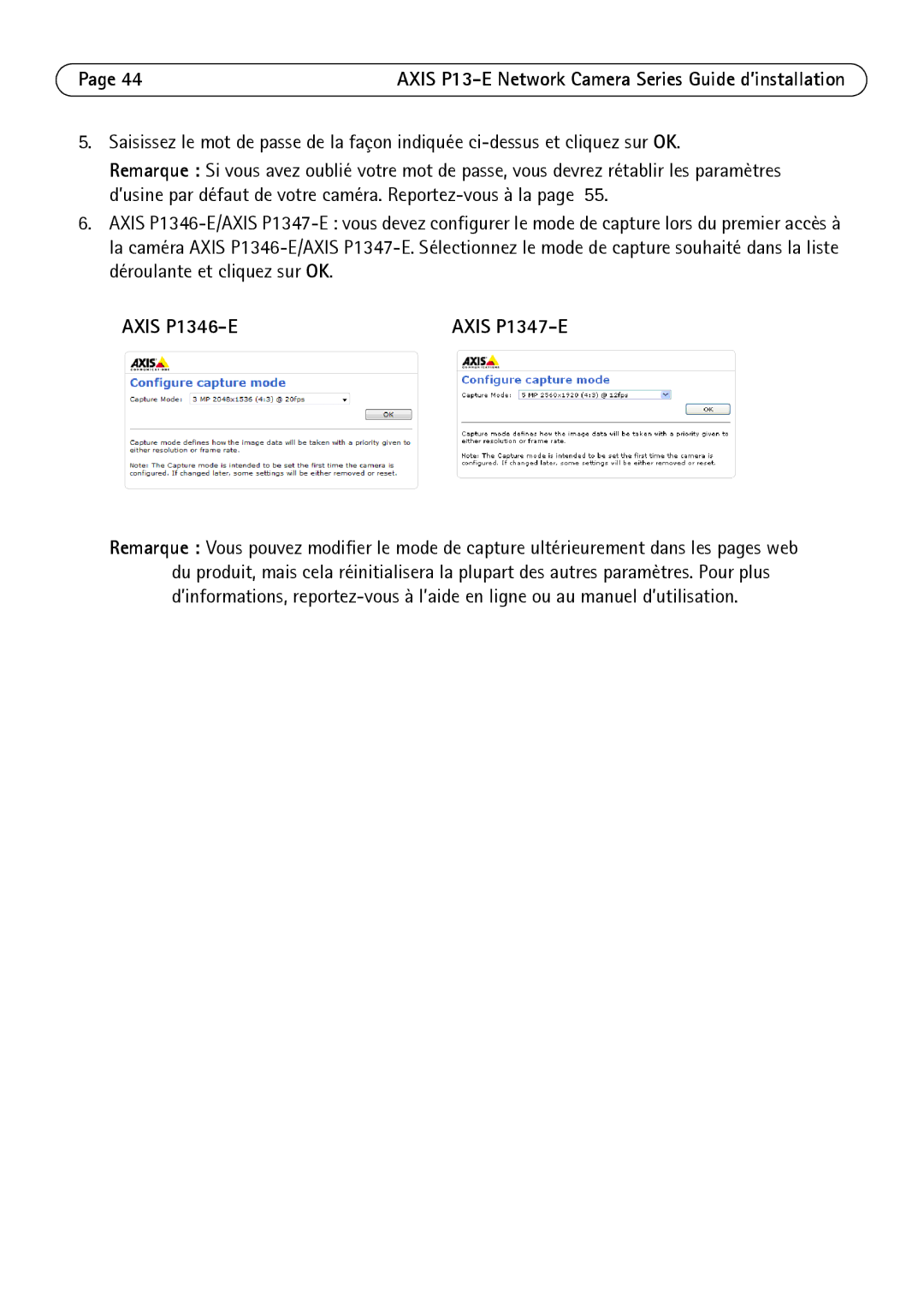 Axis Communications P13-E, P1343-E, P1347-E manual Axis P1346-E 