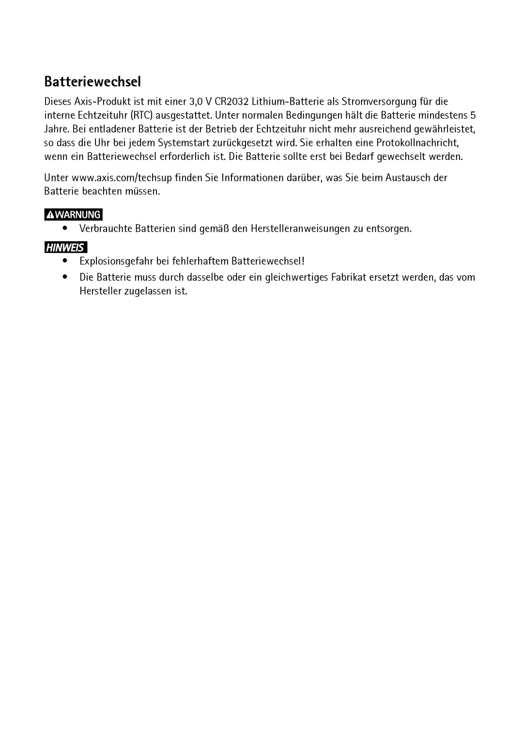 Axis Communications P1347-E, P1343-E, P13-E manual Batteriewechsel 