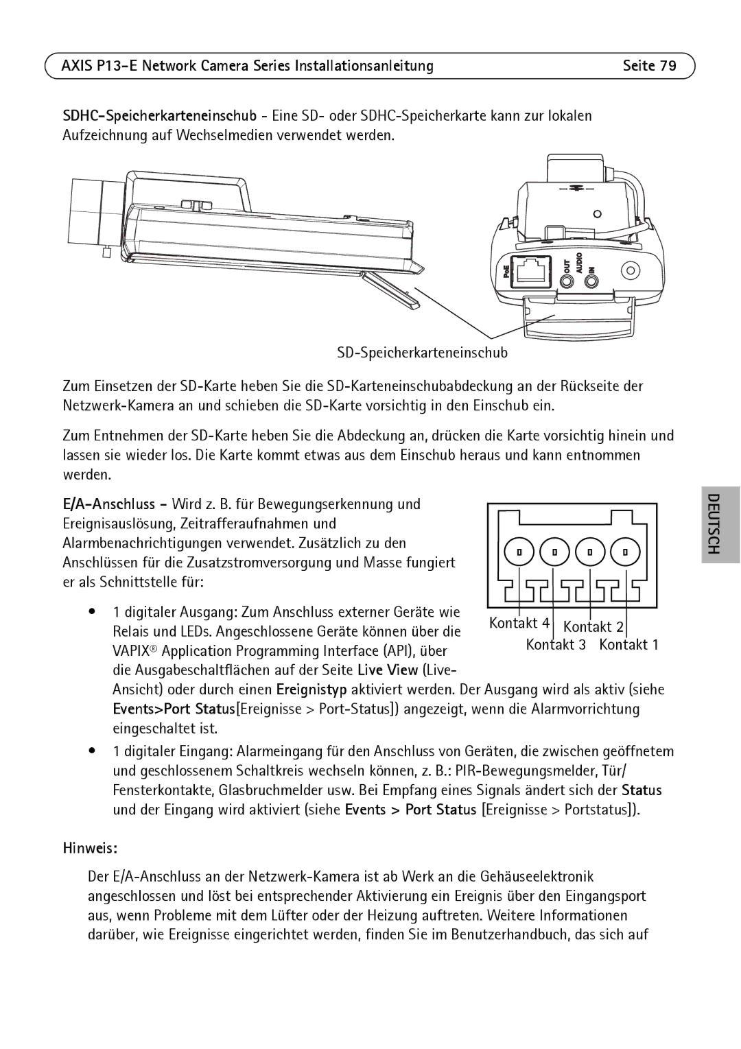 Axis Communications P1347-E, P1343-E, P13-E manual Kontakt, Vapix Application Programming Interface API, über 