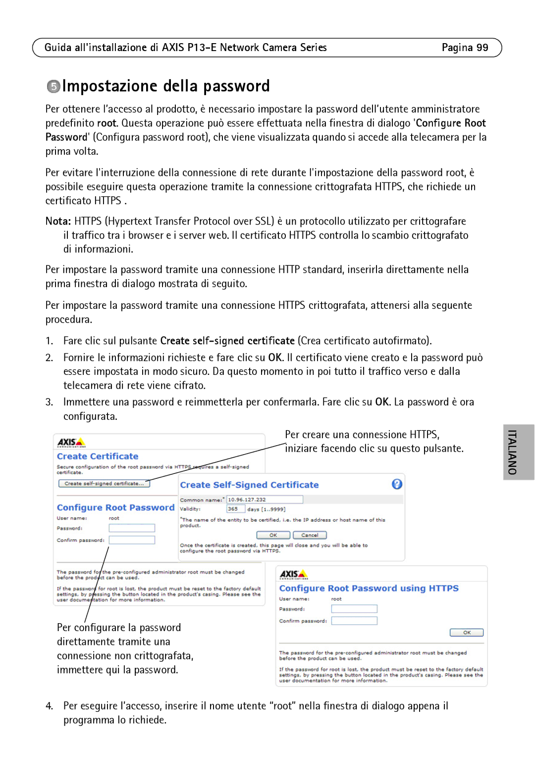 Axis Communications P1343-E, P1347-E, P13-E manual Impostazione della password 