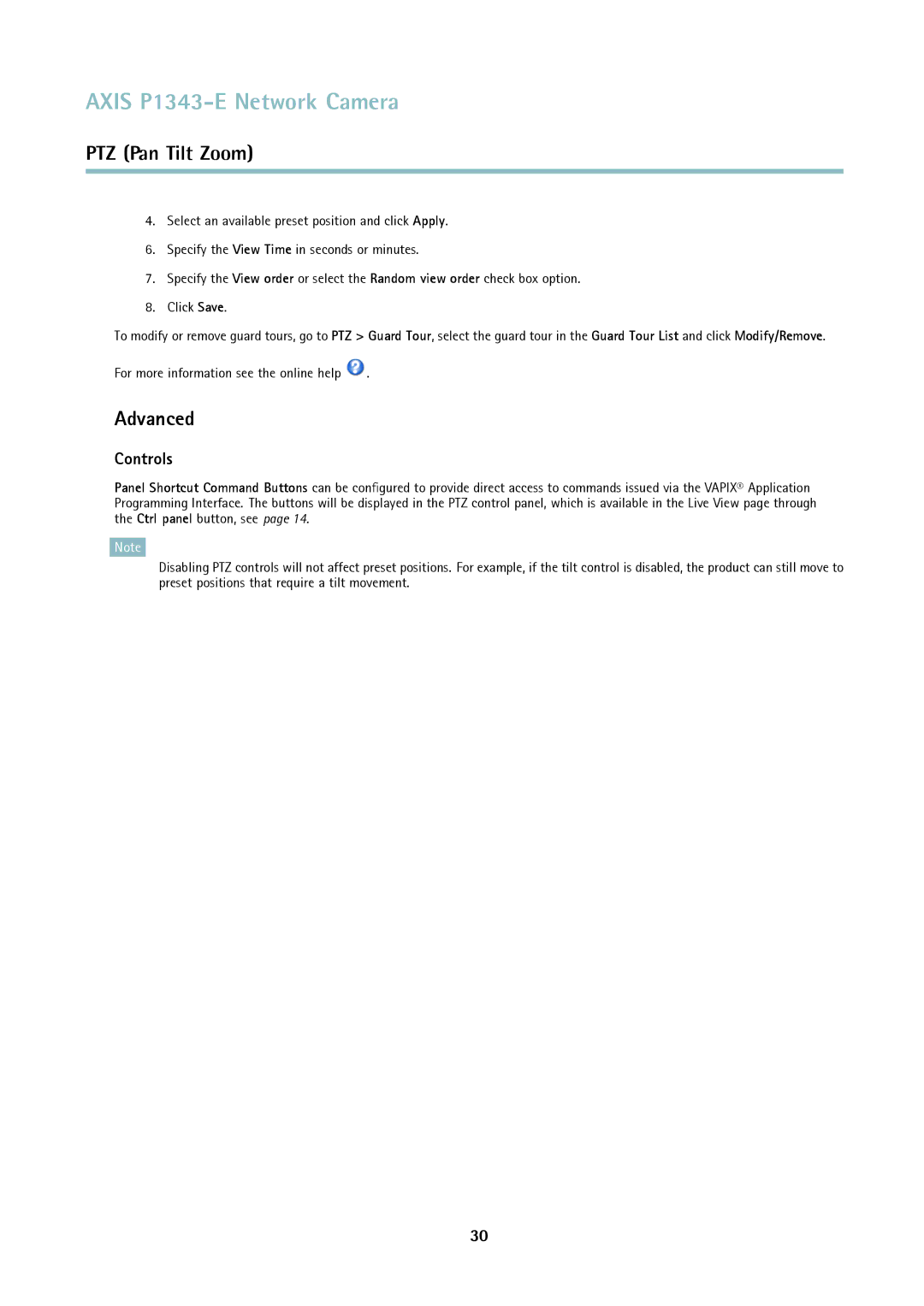 Axis Communications P1343-E user manual Advanced, Controls 