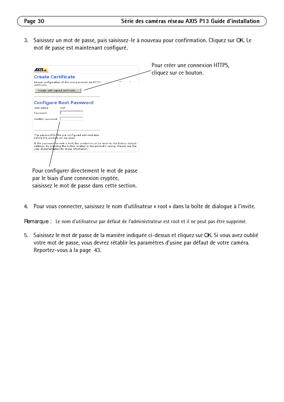 Axis Communications P1343, P1344, P1347, P1311 manual Pour créer une connexion HTTPS, cliquez sur ce bouton 