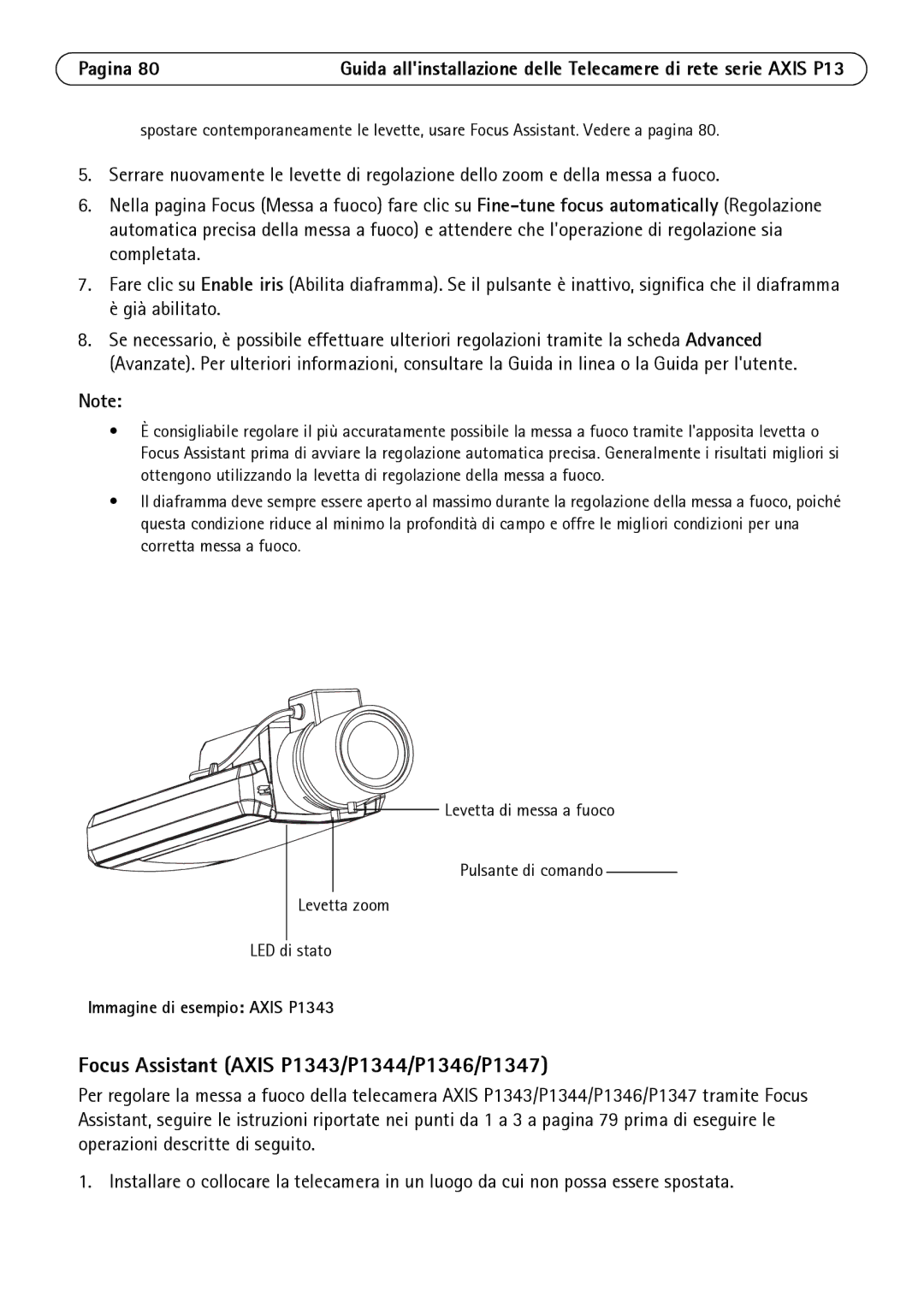 Axis Communications P1311 manual Focus Assistant Axis P1343/P1344/P1346/P1347, Immagine di esempio Axis P1343 