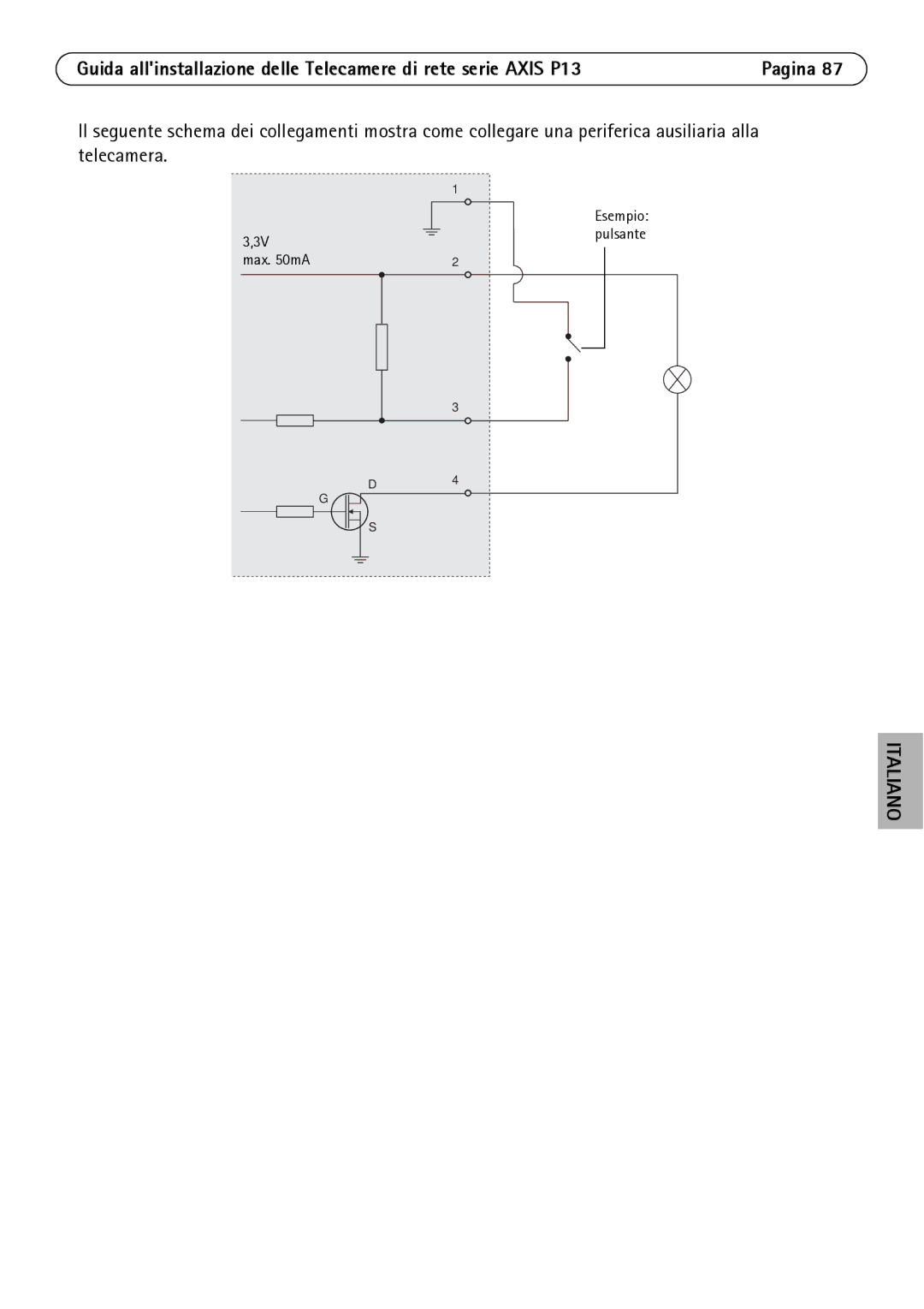 Axis Communications P1311, P1344, P1347, P1343 manual Esempio pulsante 