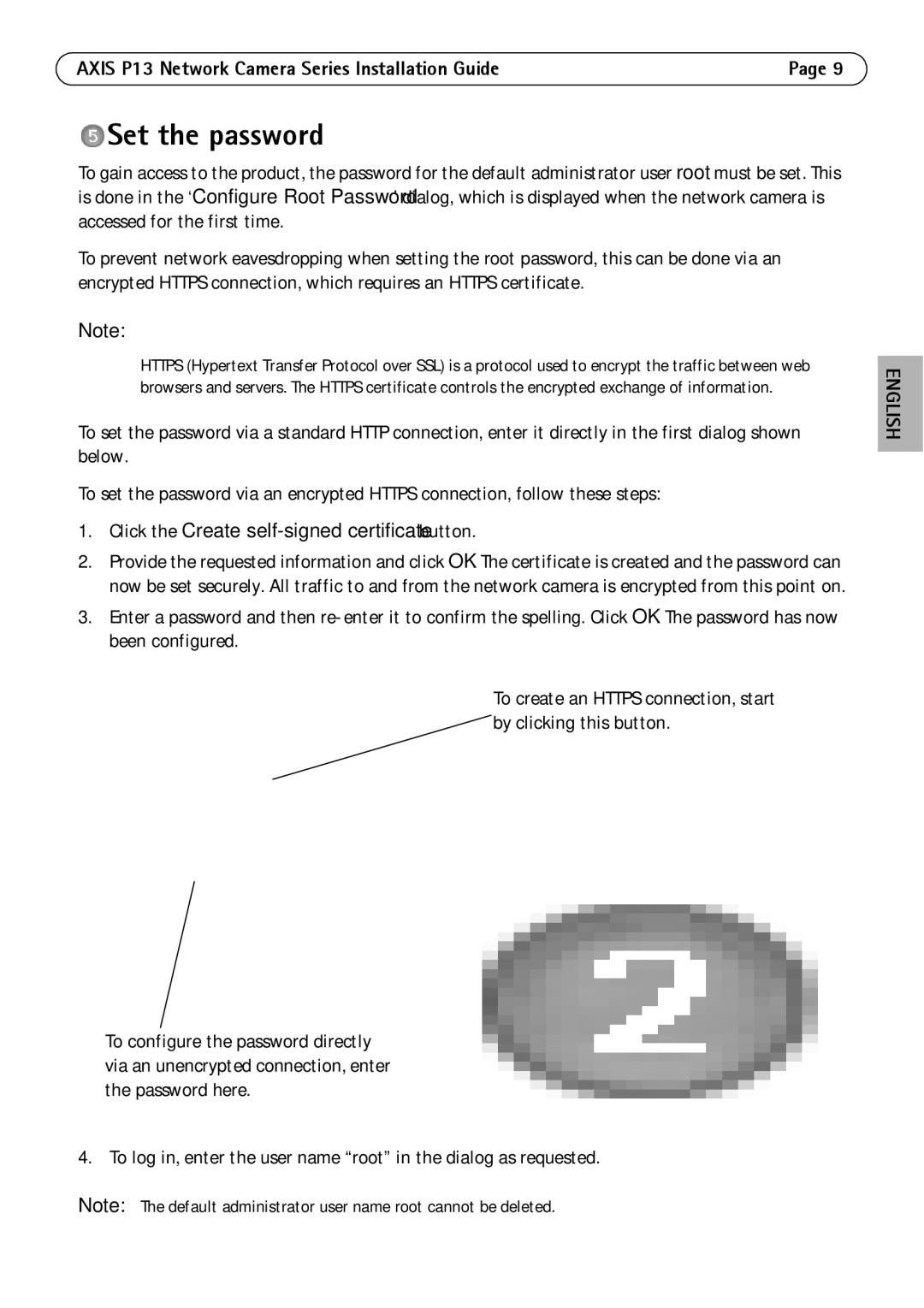 Axis Communications P1347, P1344, P1343, P1311 manual Set the password, Click the Create self-signed certificate button 