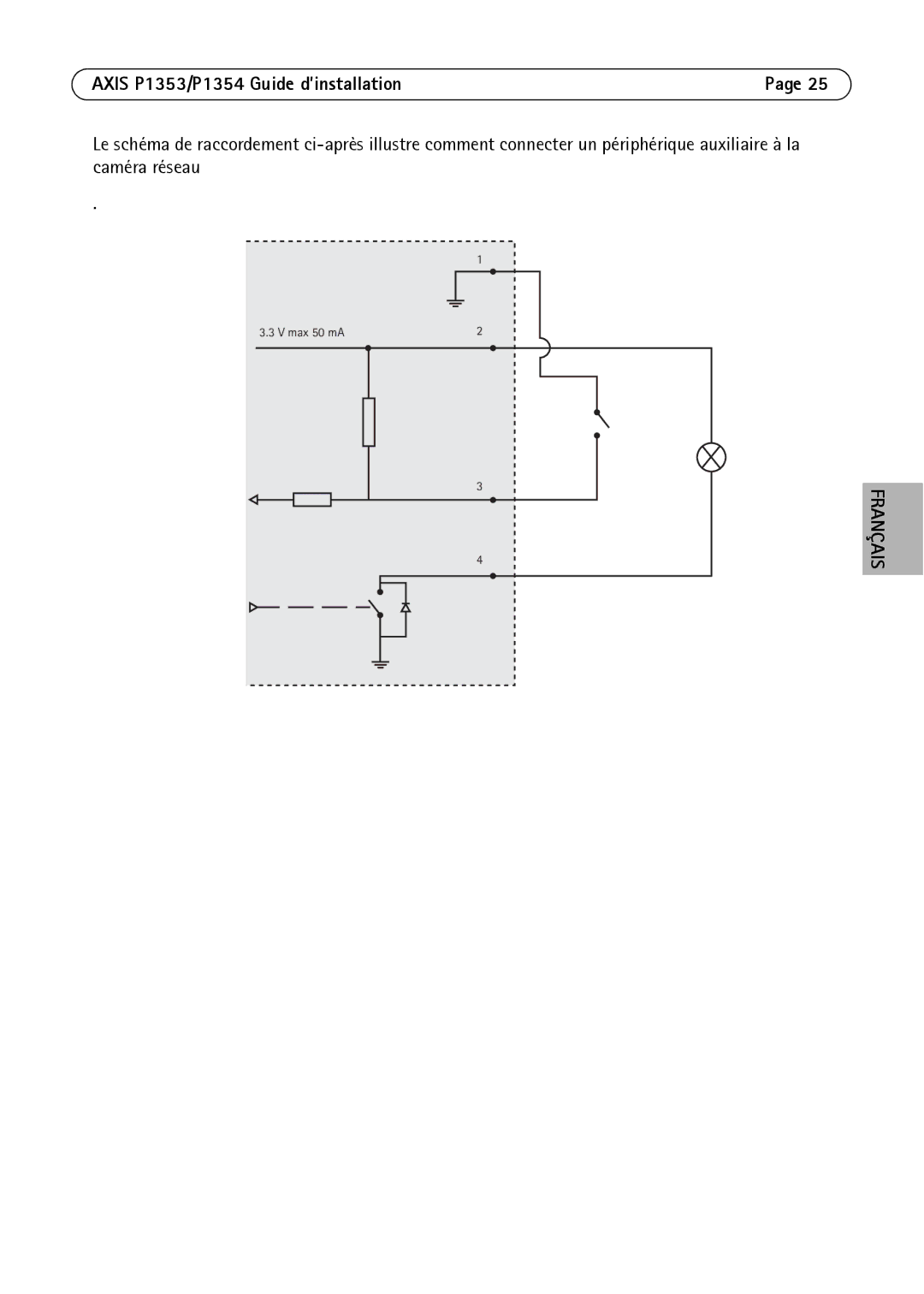 Axis Communications P1354, P1353 manual Max 50 mA 