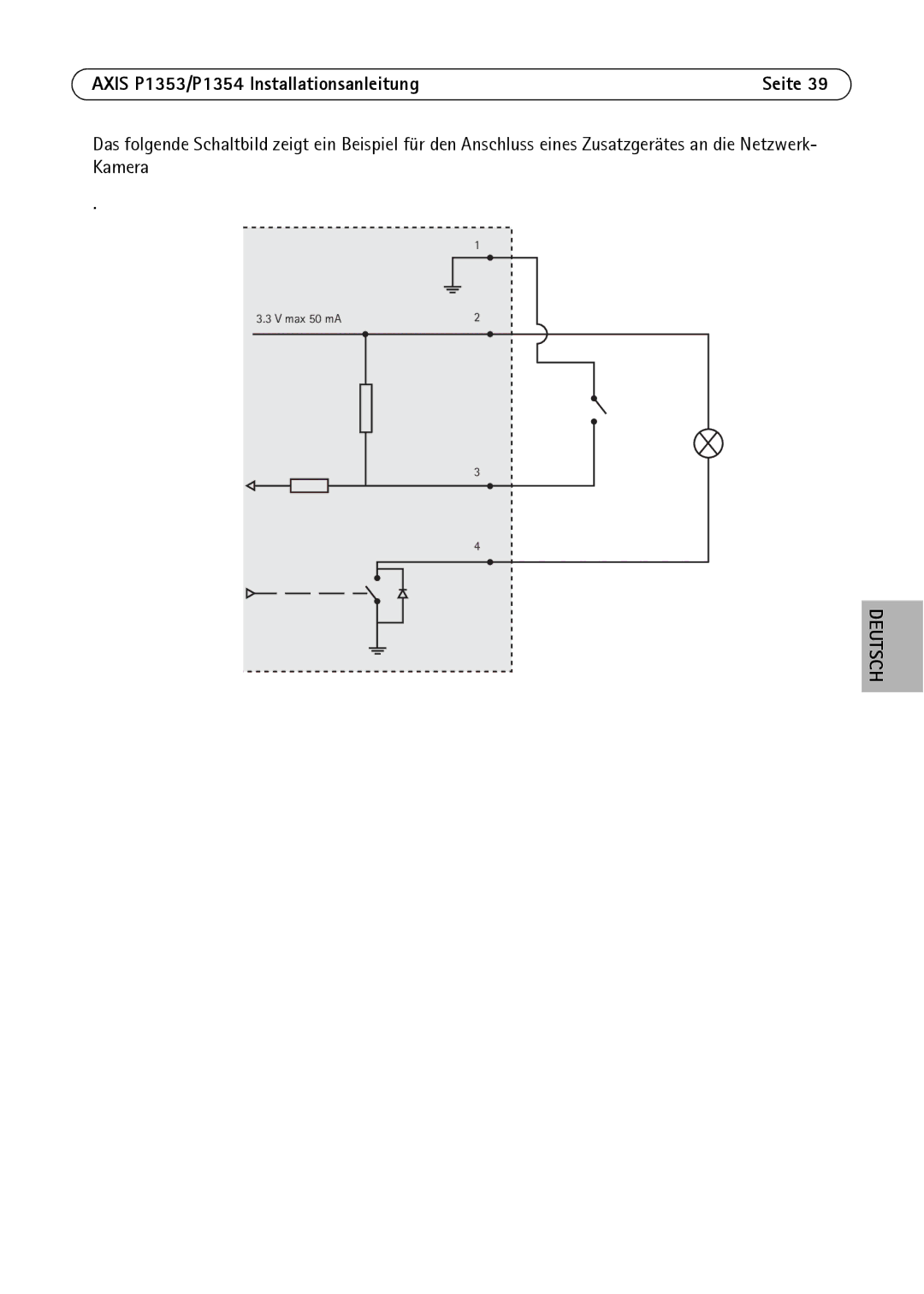 Axis Communications P1354, P1353 manual Max 50 mA 