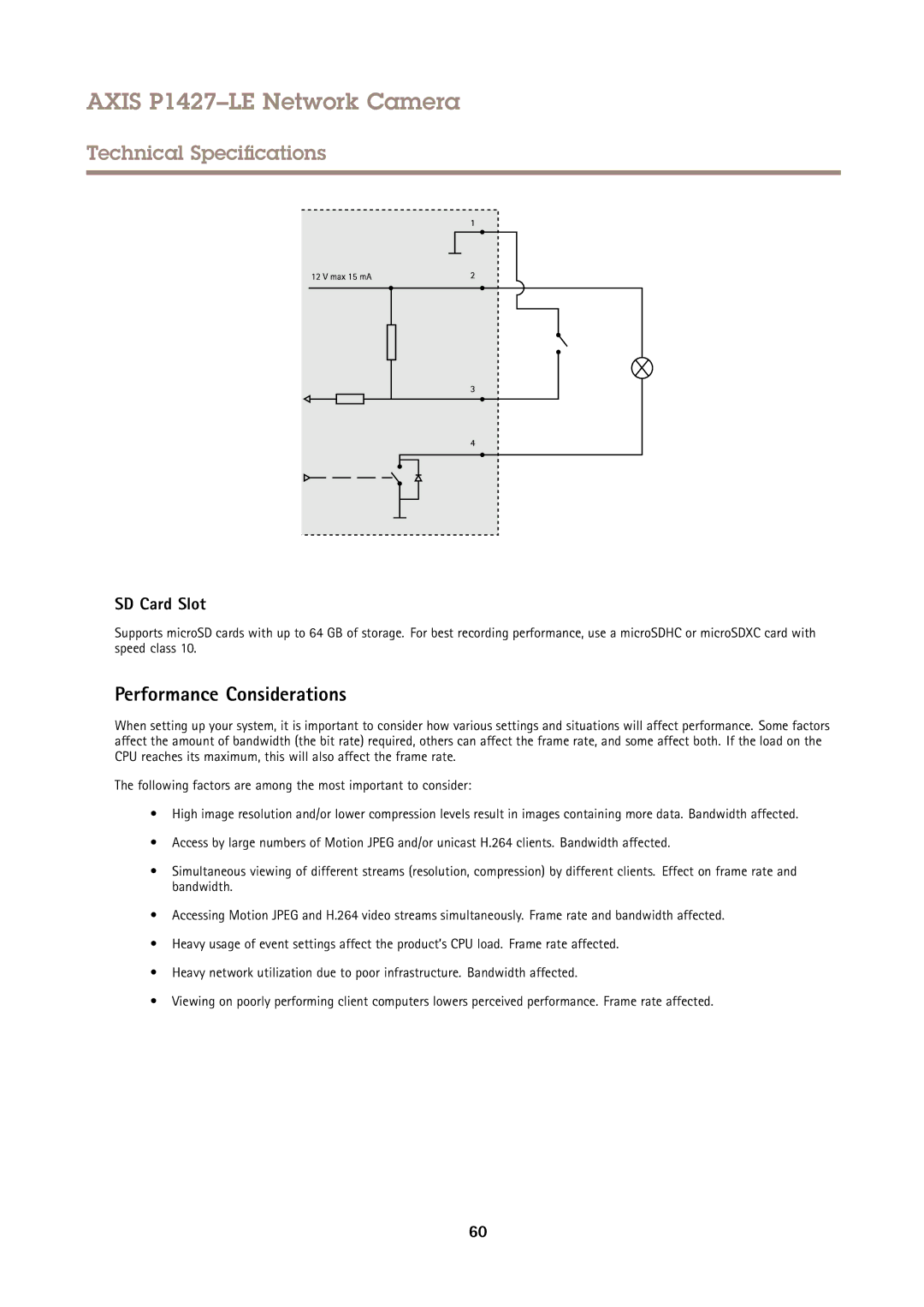 Axis Communications P1427-LE user manual Performance Considerations, SD Card Slot 