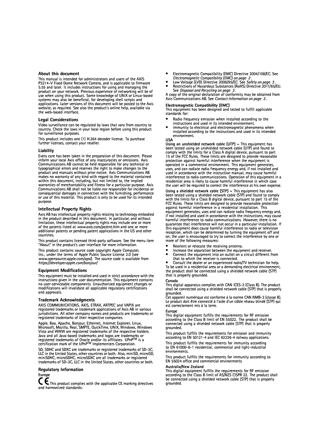 Axis Communications P3214-V user manual About this document, Legal Considerations, Liability, Intellectual Property Rights 