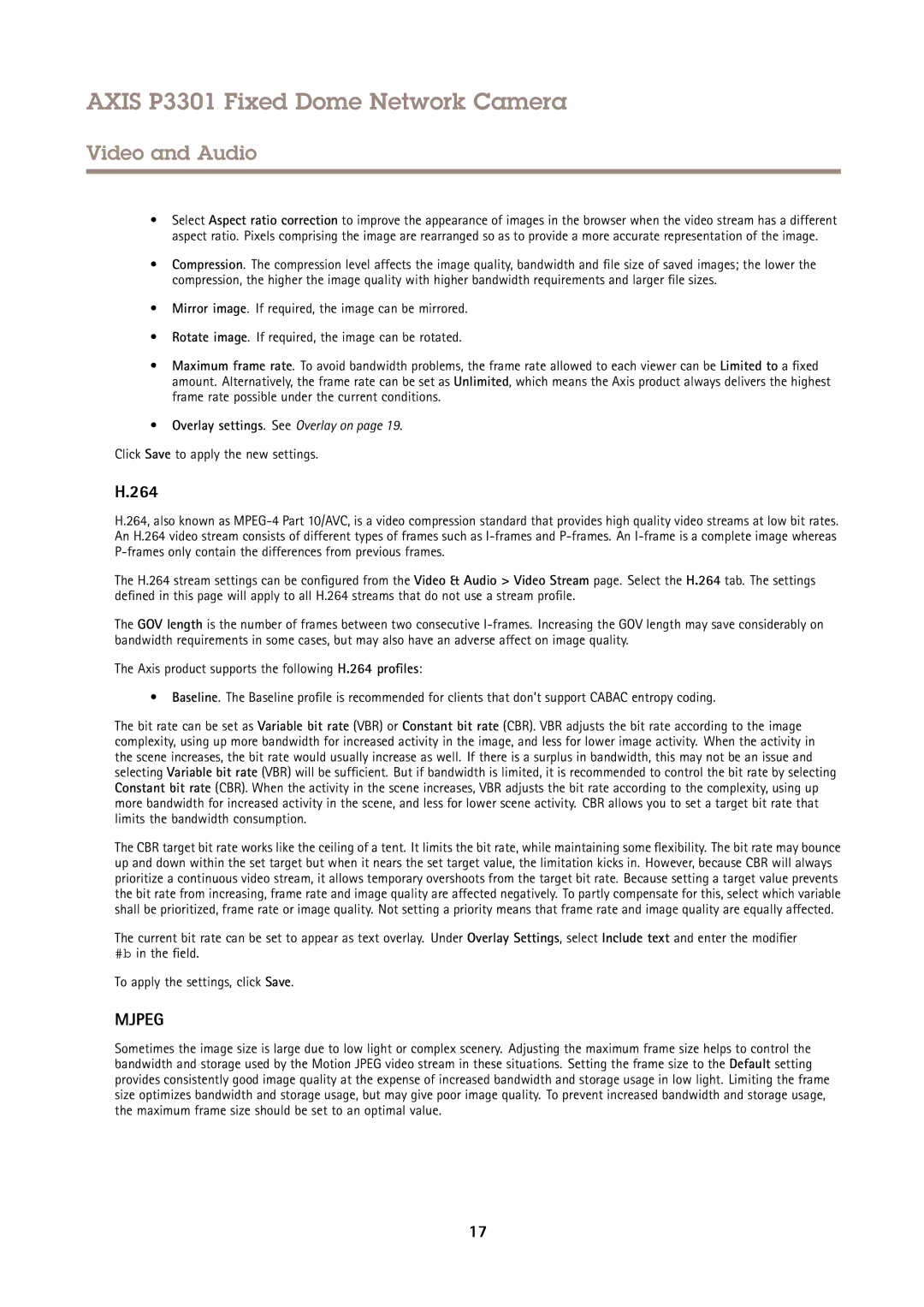 Axis Communications P3301 user manual 264, Click Save to apply the new settings 