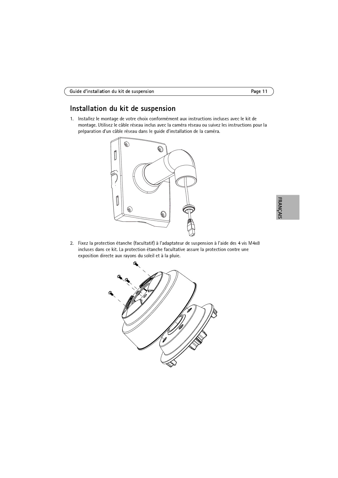 Axis Communications P3343-VE, P3346-VE, P3344-VE manual Installation du kit de suspension 