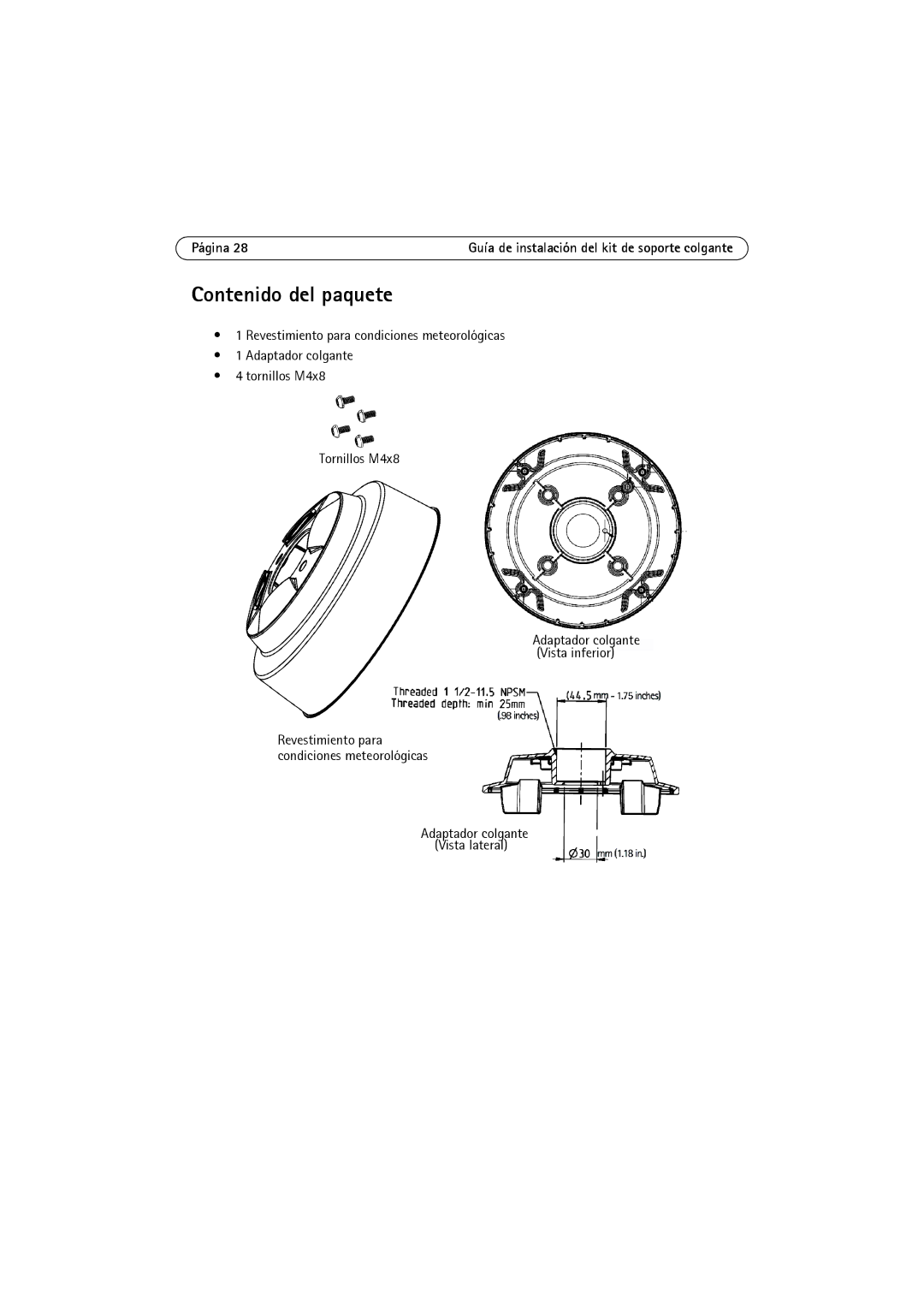 Axis Communications P3344-VE, P3346-VE, P3343-VE manual Contenido del paquete 