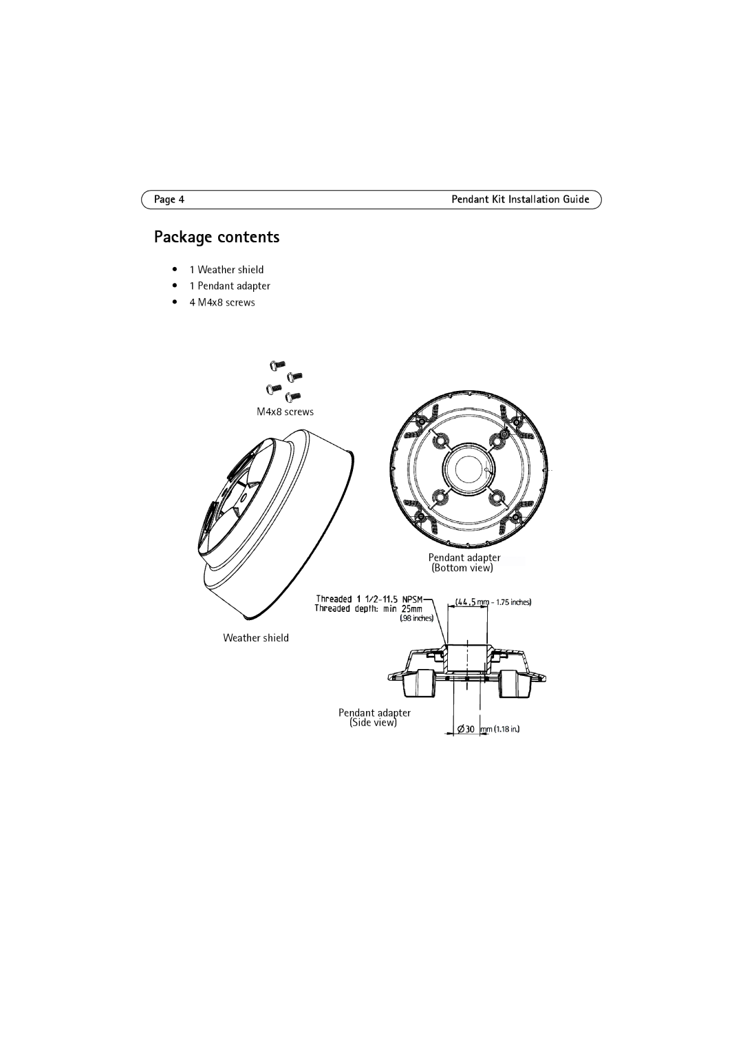 Axis Communications P3344-VE, P3346-VE, P3343-VE manual Package contents 