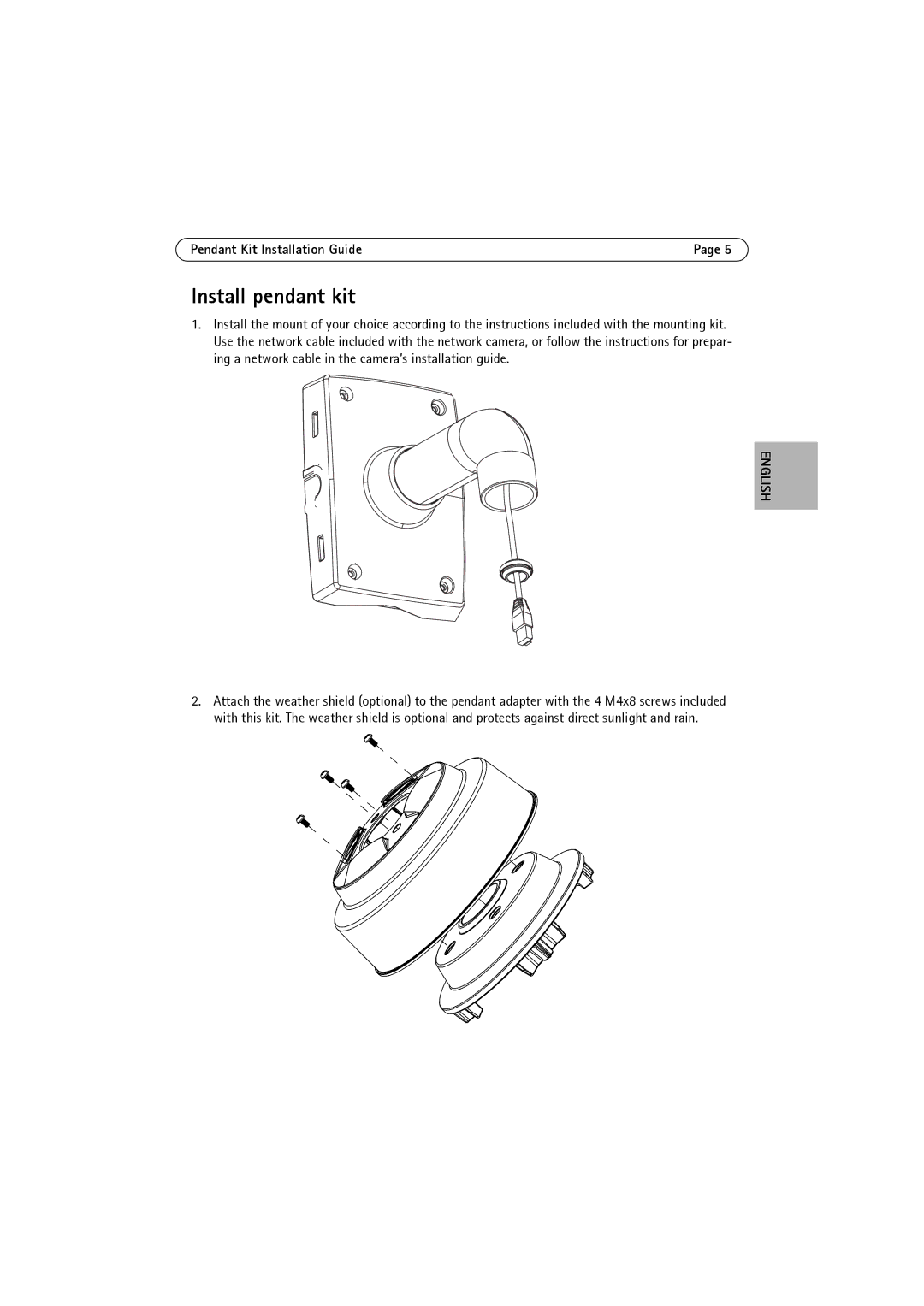 Axis Communications P3343-VE, P3346-VE, P3344-VE manual Install pendant kit 