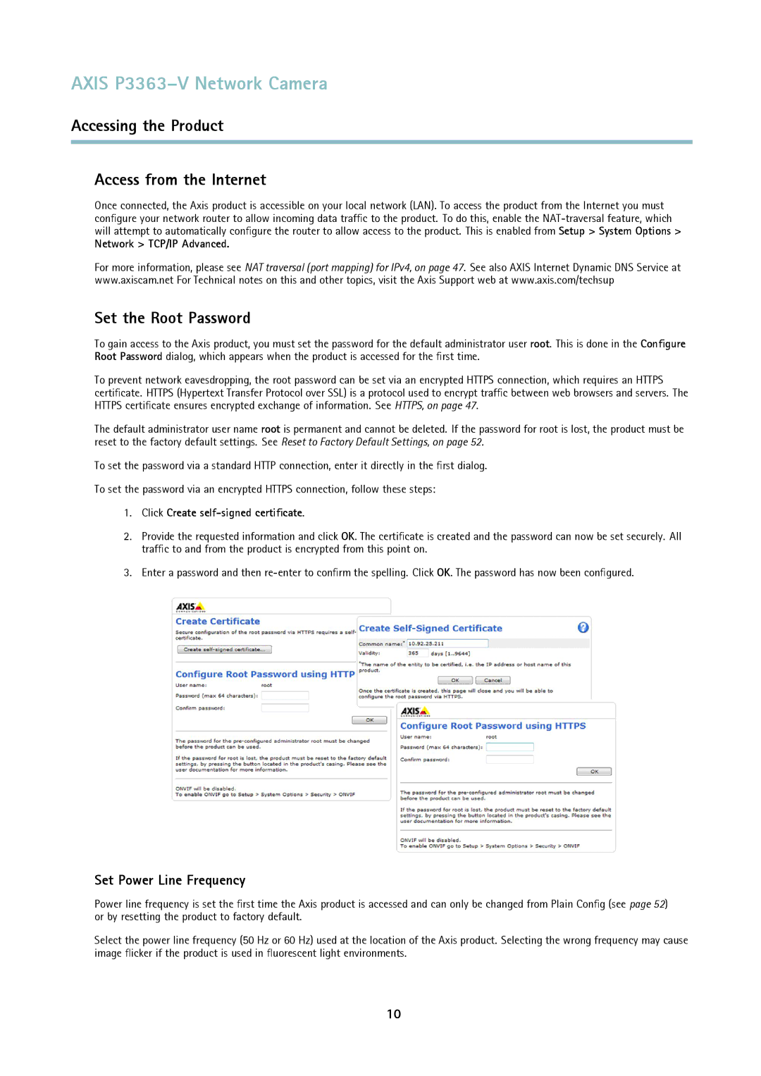 Axis Communications P3363-V Accessing the Product Access from the Internet, Set the Root Password, Network TCP/IP Advanced 