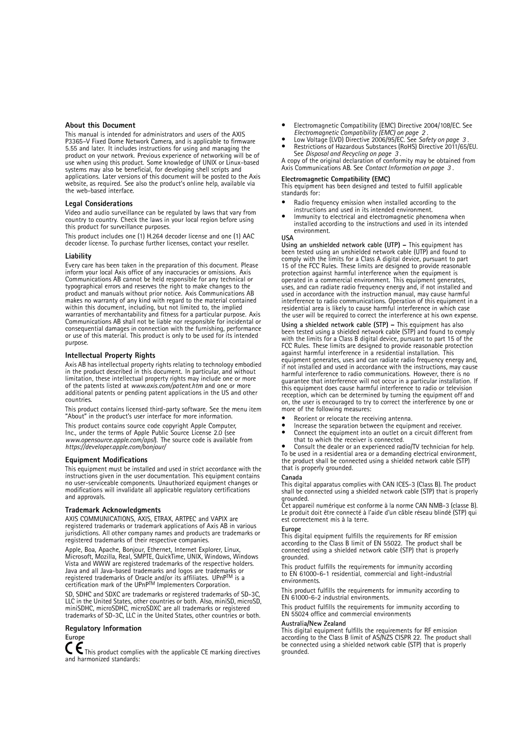 Axis Communications P3365-V user manual About this Document, Legal Considerations, Liability, Intellectual Property Rights 