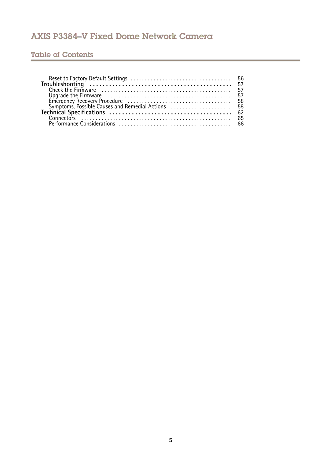 Axis Communications P3384-V user manual Reset to Factory Default Settings, Connectors Performance Considerations 