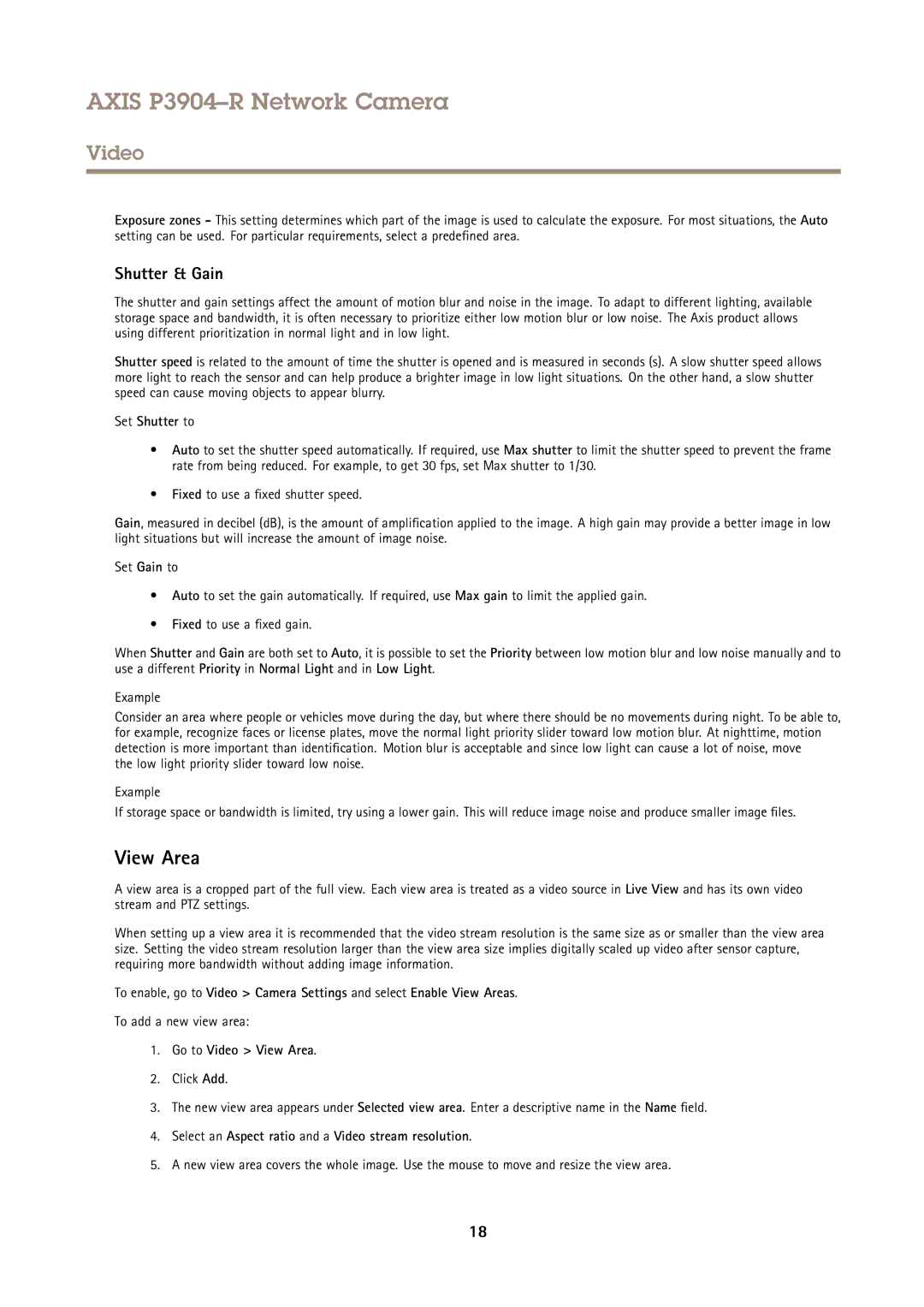 Axis Communications P3904-R user manual Shutter & Gain, Set Shutter to, Go to Video View Area 