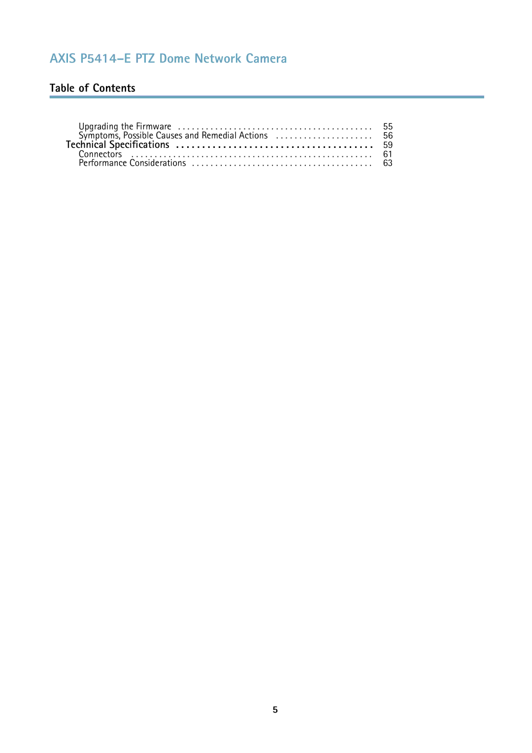 Axis Communications P5414E user manual Technical Specifications 